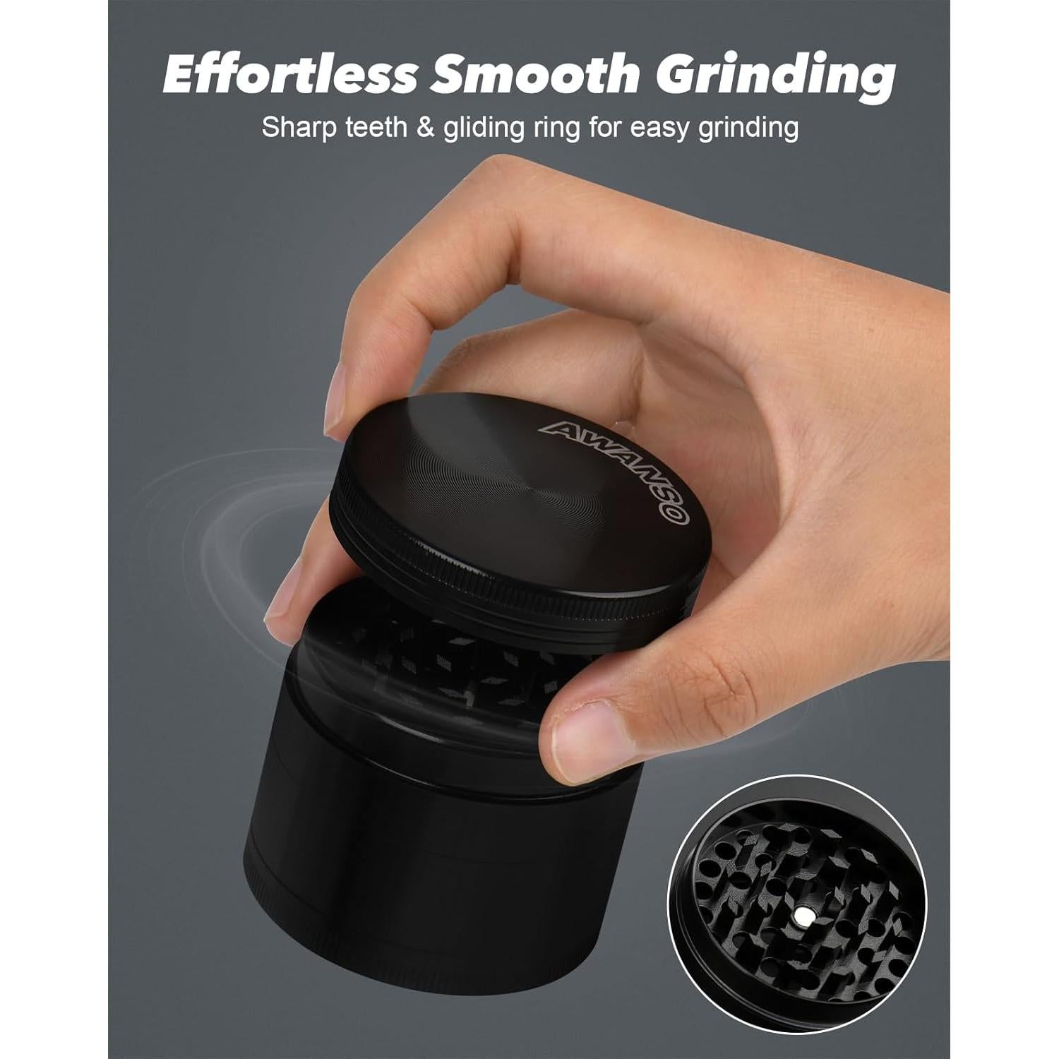 Grinder de Especias Manual Awanso 2" Negro Aleación Zinc