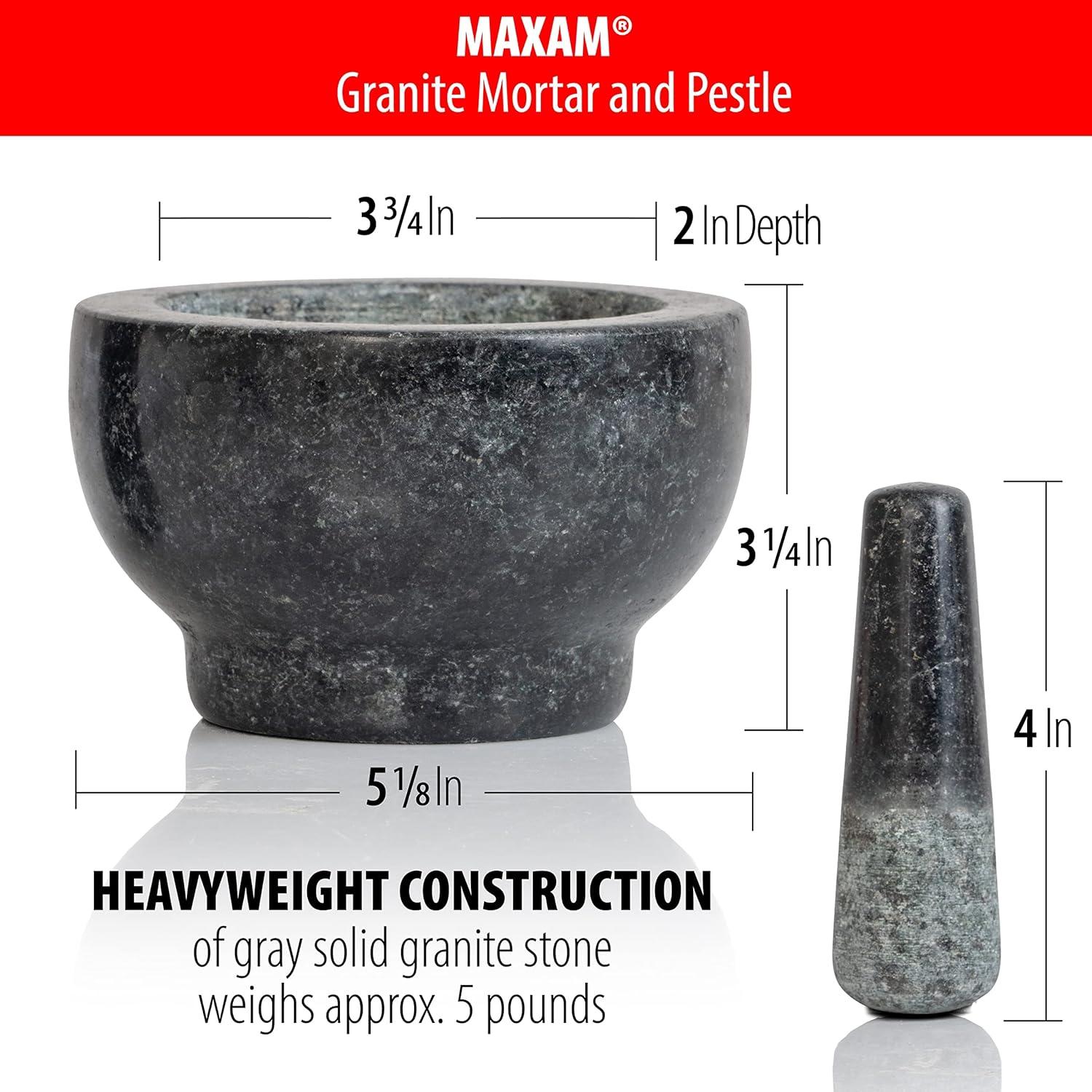 Conjunto de Mortero y Mano Maxam - 12.7 cm - Granito Natural