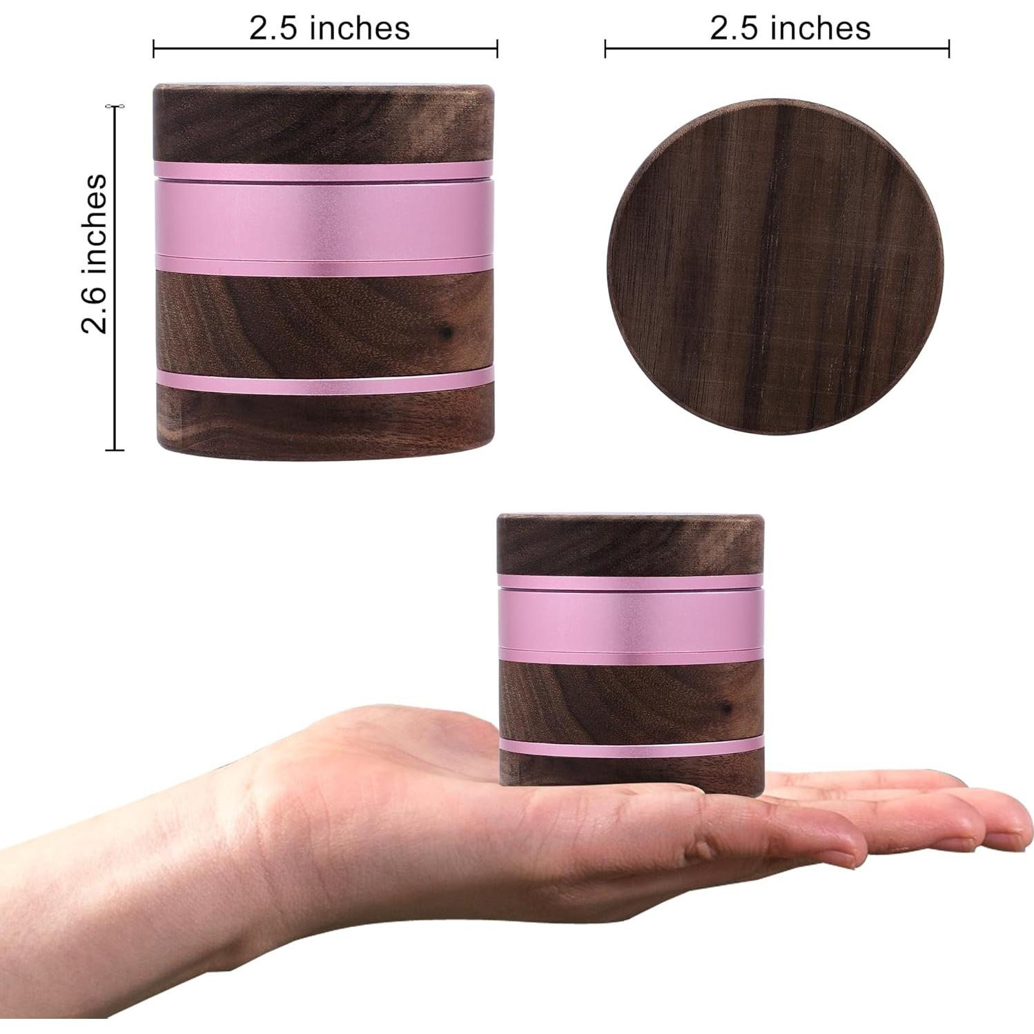 Molino de Especias Manual RUKIOO de Madera Rosa 6.35 cm