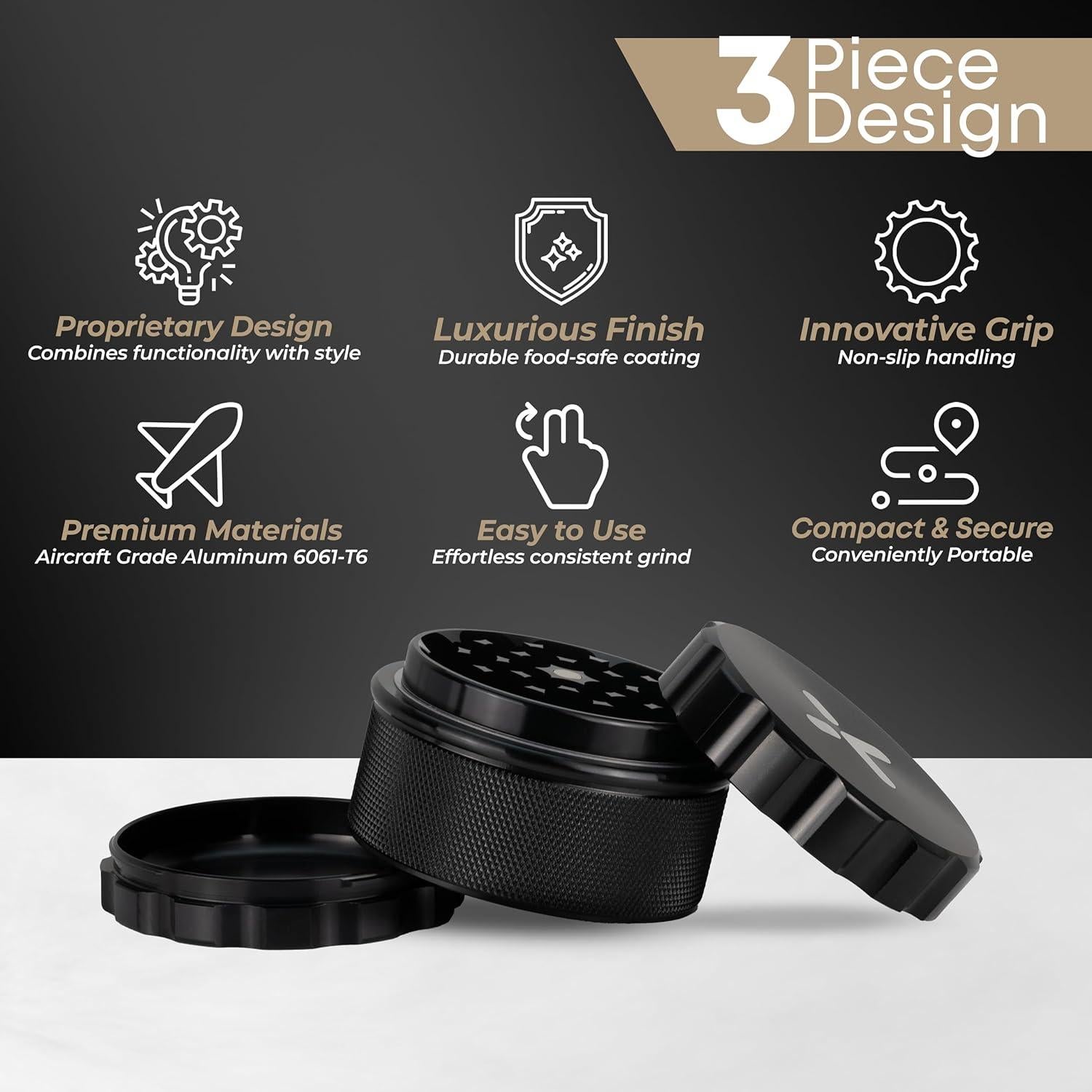 Molinillo de Especias X KNOX 6.35 cm Aluminio Negro