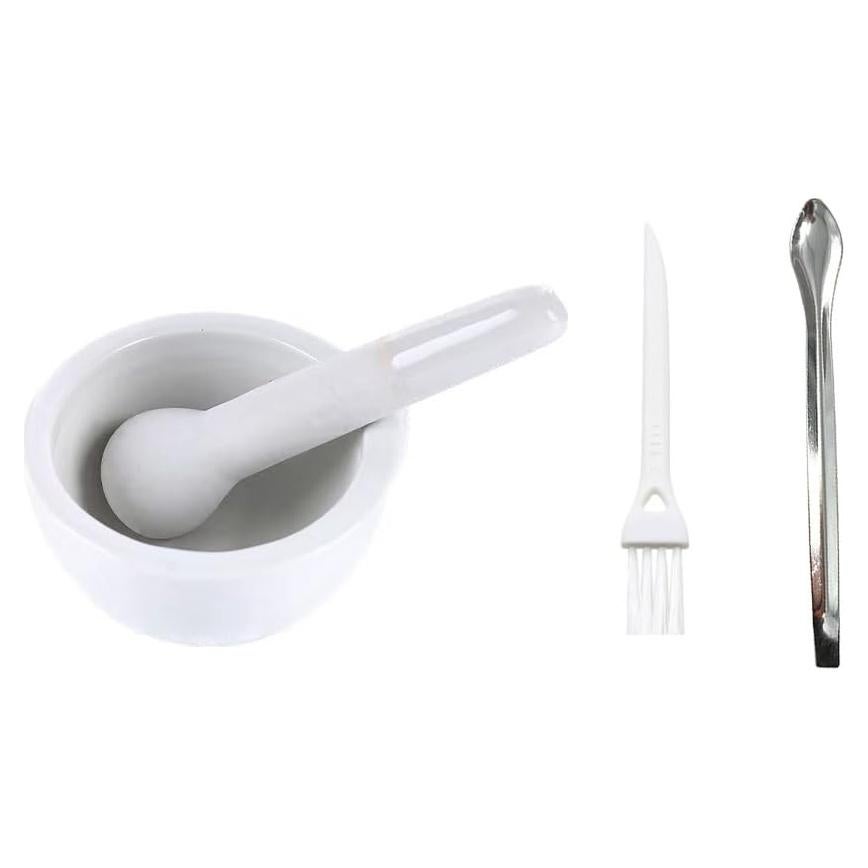 Juego de Mortero y Mano de Cerámica Yeehtech 80mm con Cepillo y Cuchara