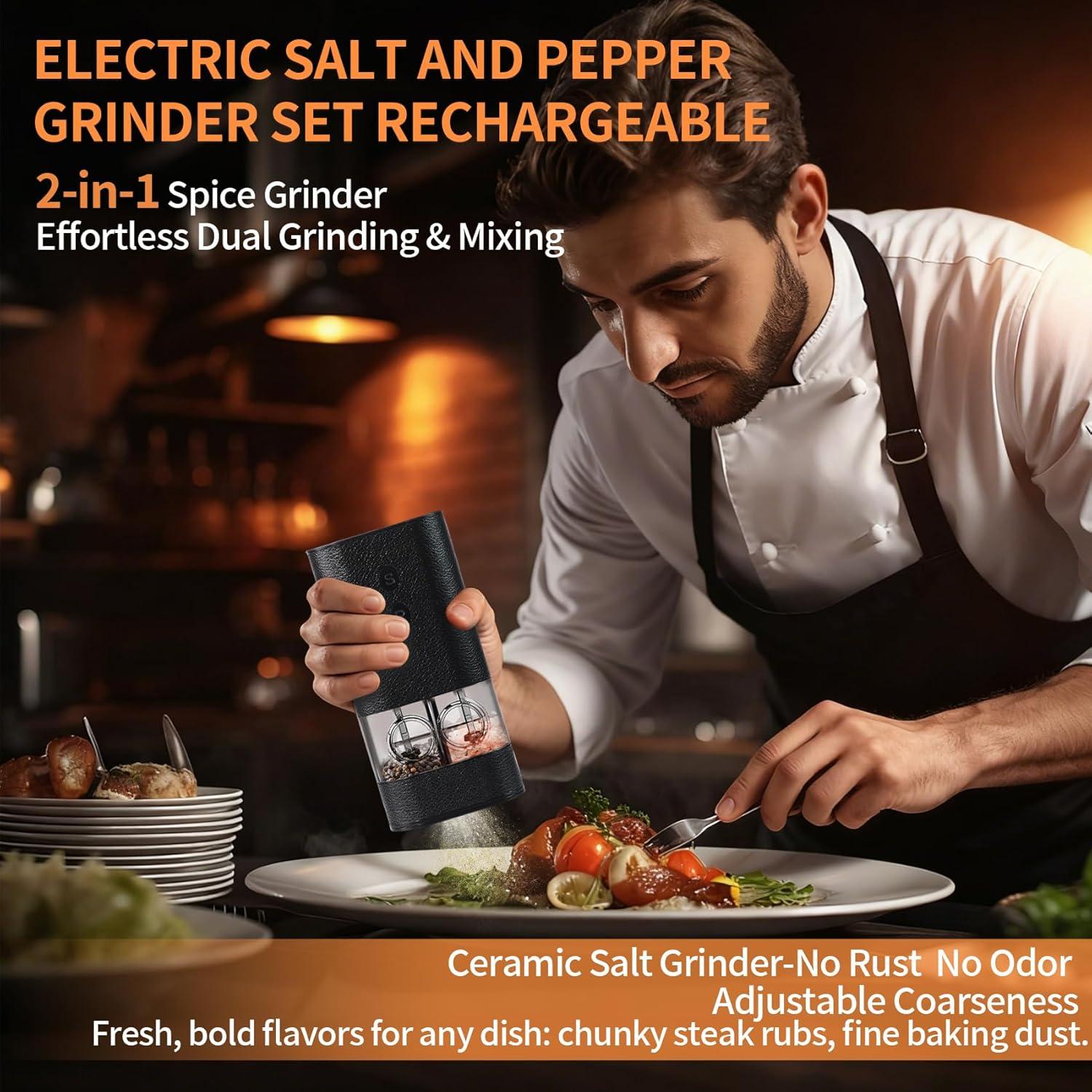 Molino eléctrico de sal y pimienta BoAn recargable USB-C