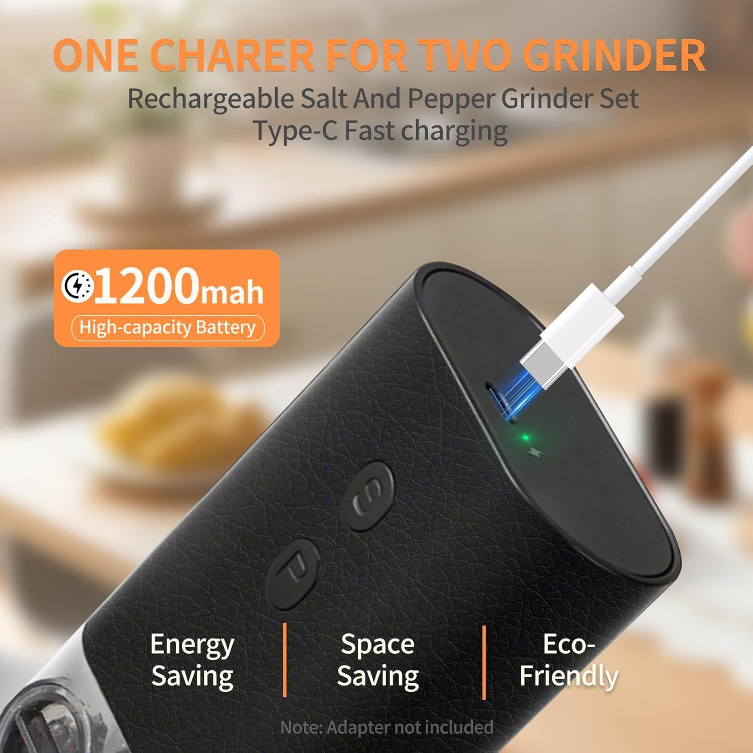 Molino eléctrico de sal y pimienta BoAn recargable USB-C