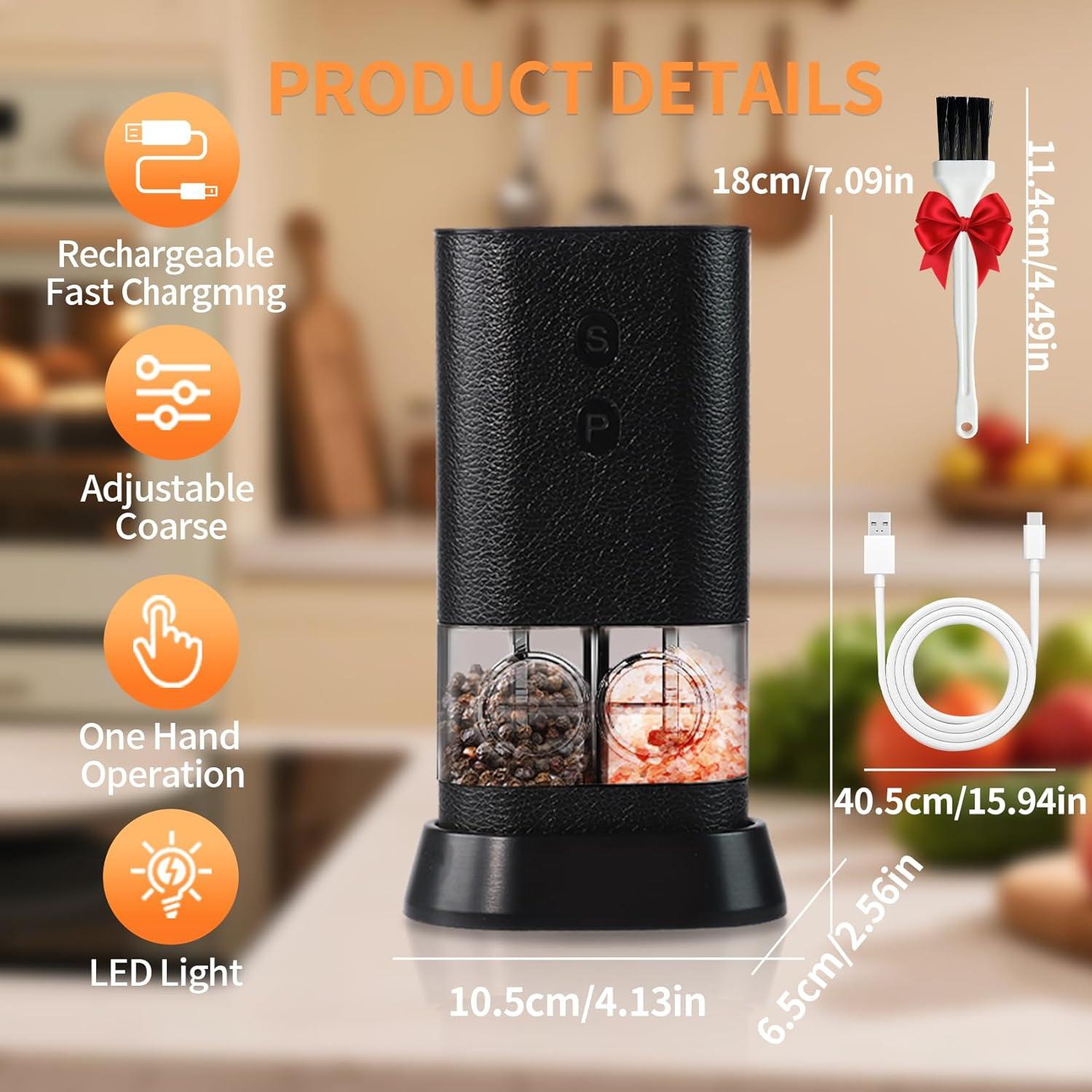 Molino eléctrico de sal y pimienta BoAn recargable USB-C