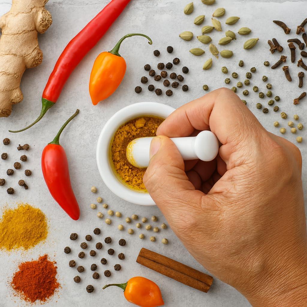 Juego de Mortero y Mano HIC Kitchen Porcelana 6.99 cm