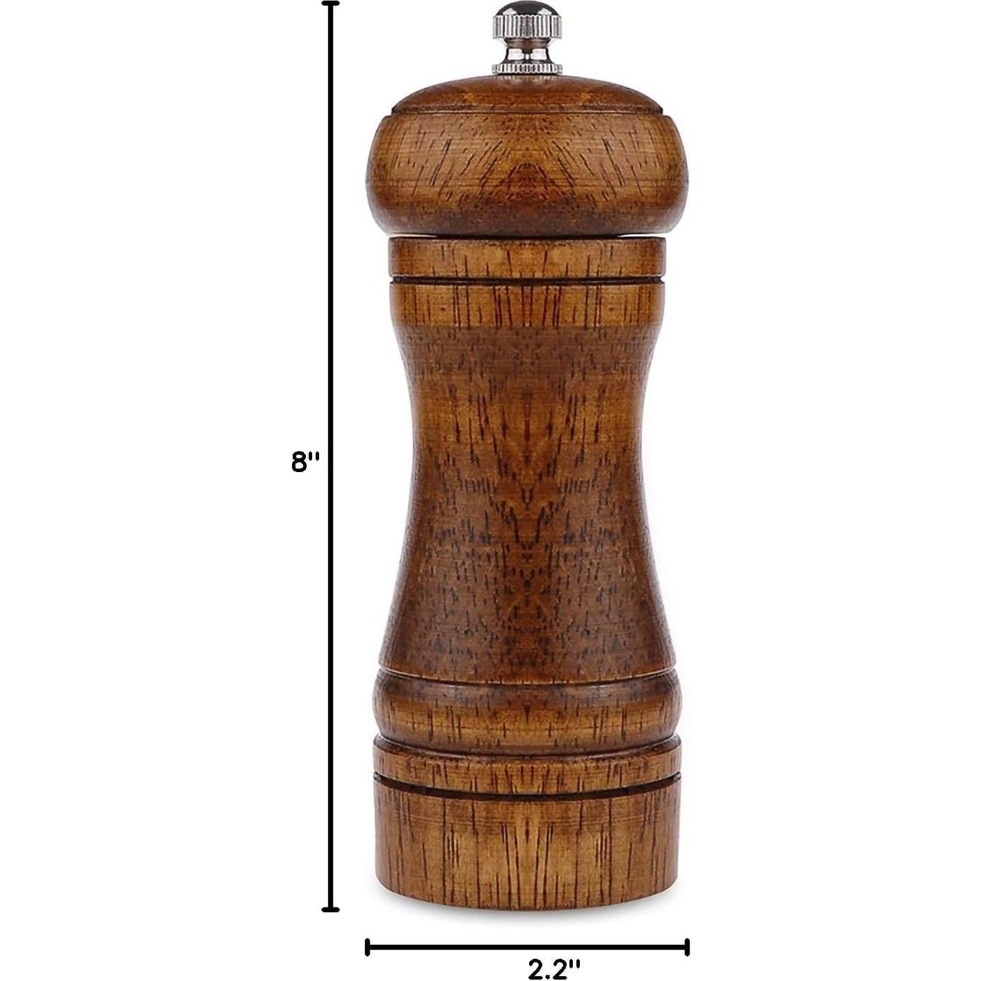 Molino de Pimienta Powstro 5 Pulgadas de Roble Ajustable