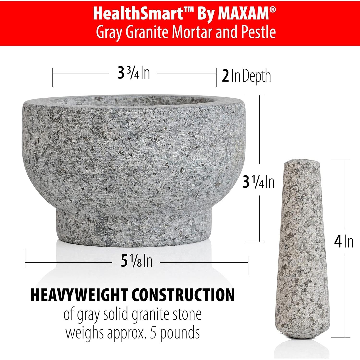Conjunto Mortero y Mano Maxam de Granito 13 cm - 1 Taza