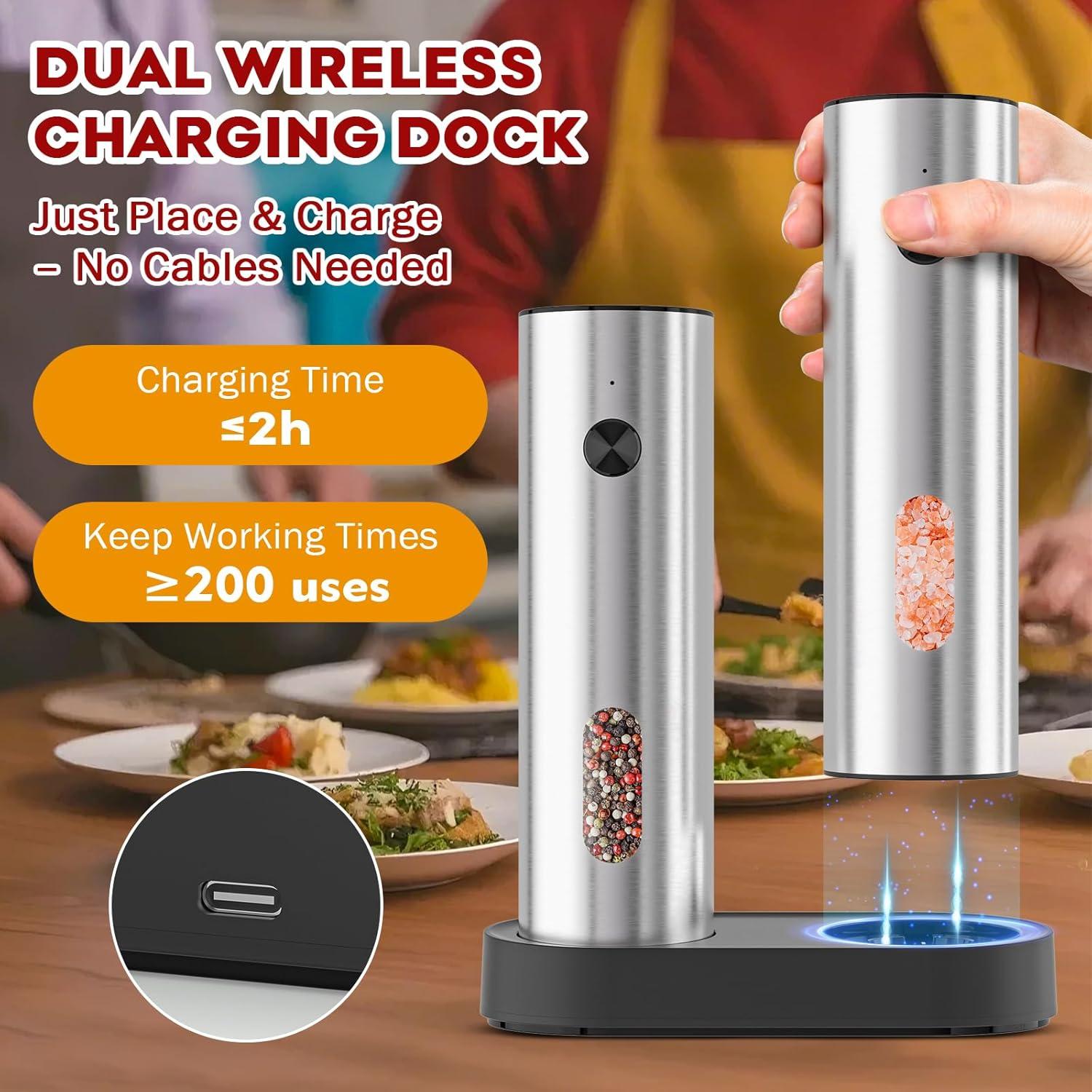 Juego de Molinillos Eléctricos de Sal y Pimienta Uvellgift 110ml