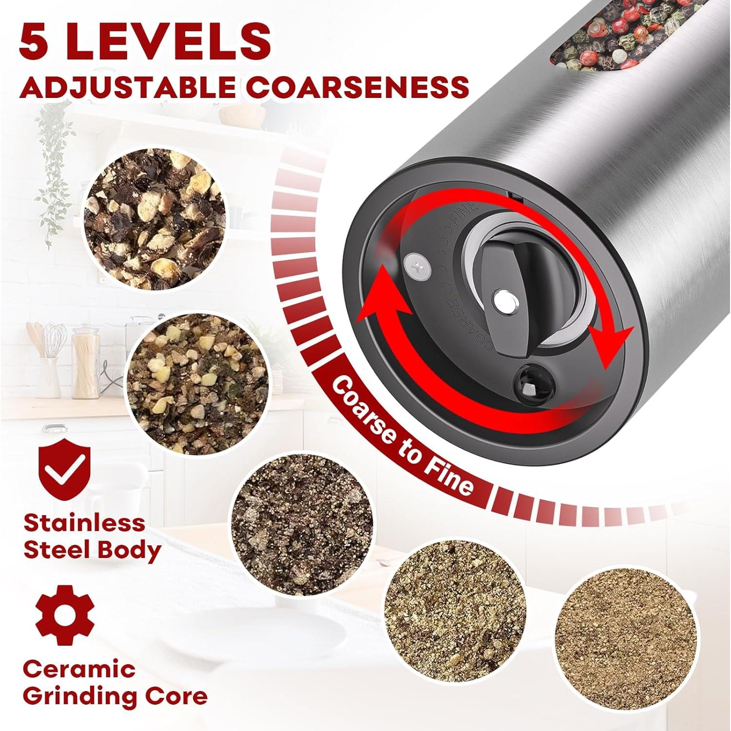 Juego de Molinillos Eléctricos de Sal y Pimienta Uvellgift 110ml