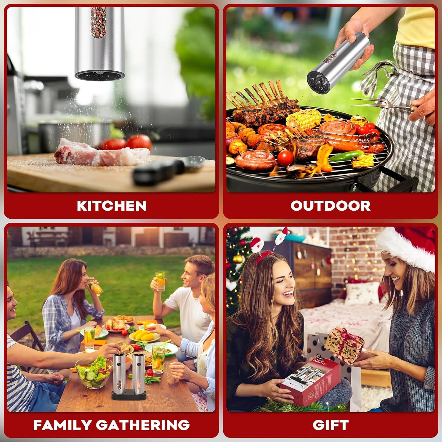 Juego de Molinillos Eléctricos de Sal y Pimienta Uvellgift 110ml