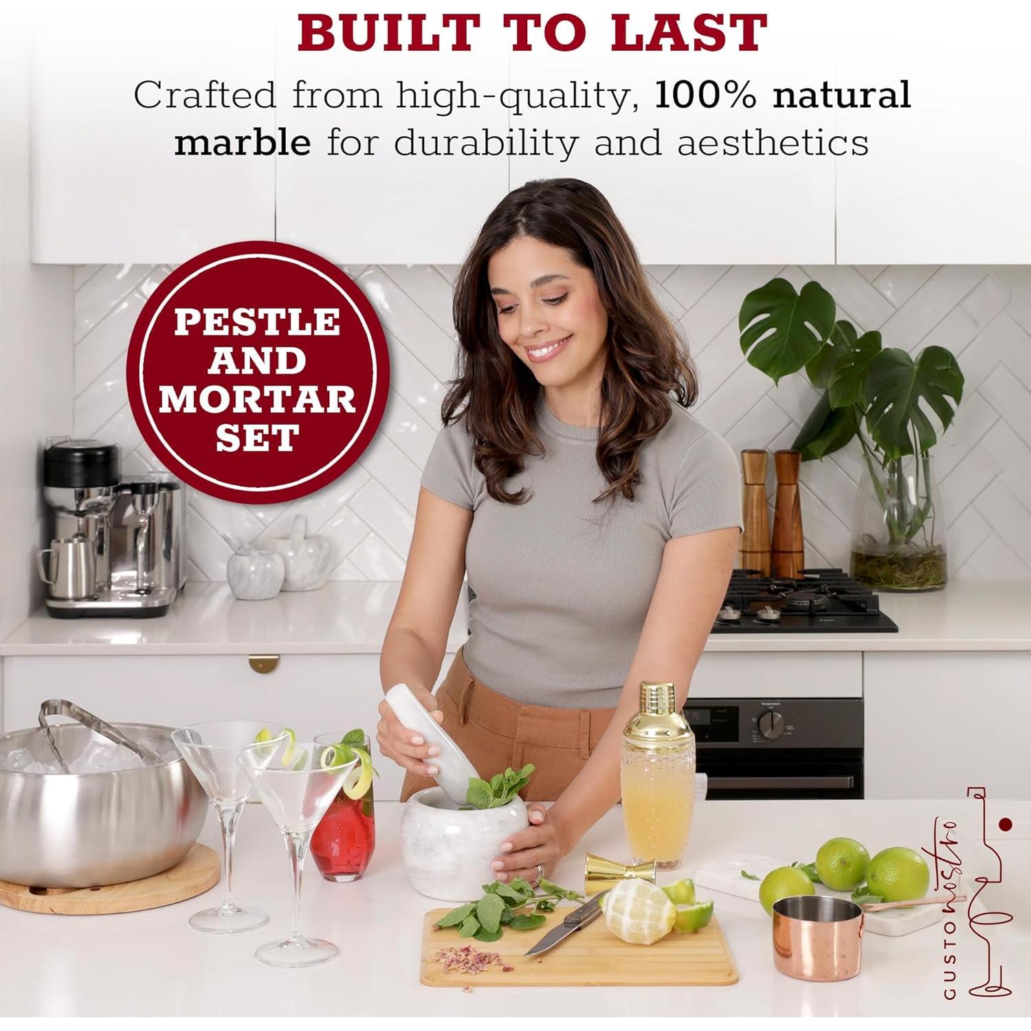 Juego de Mortero y Mano de Mármol Gusto Nostro 15.24 cm 3.5 Tazas