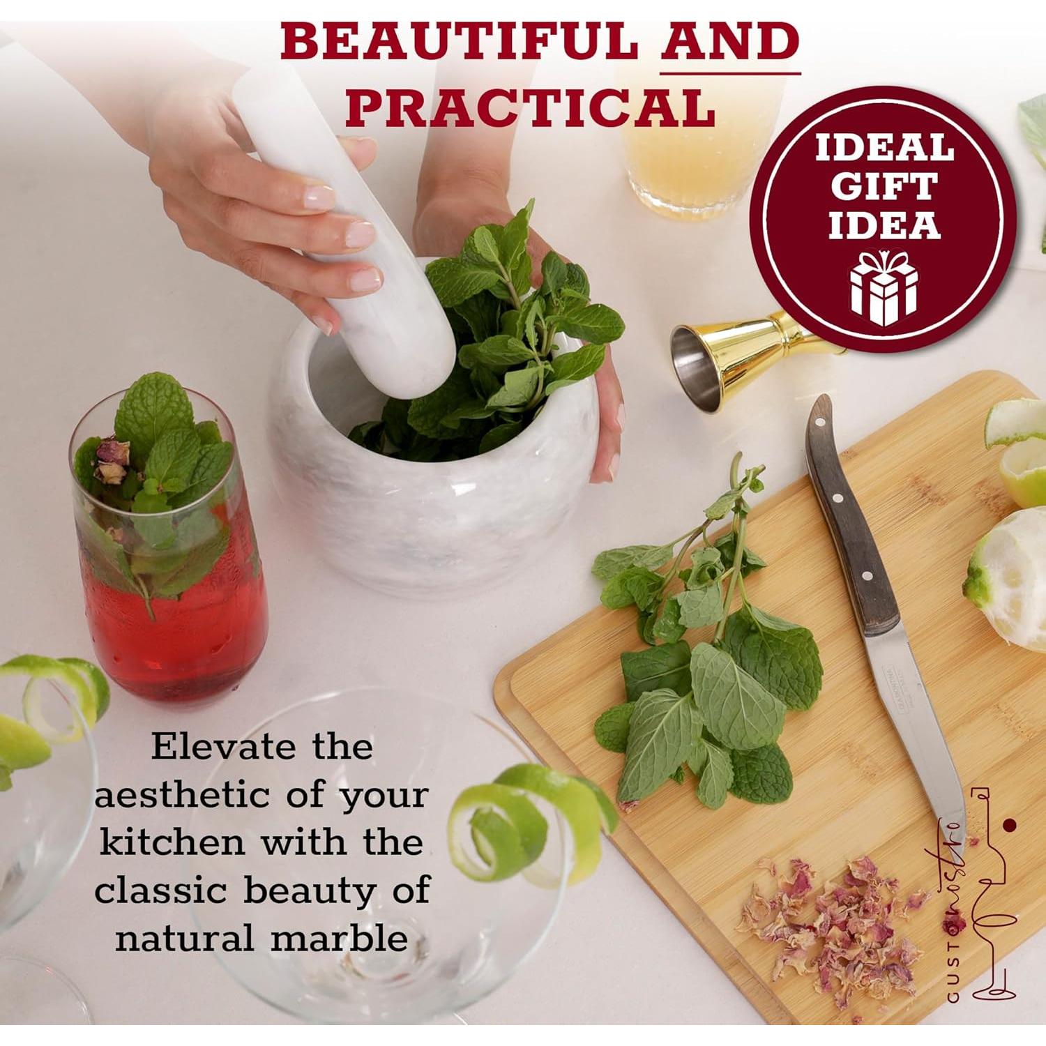 Juego de Mortero y Mano de Mármol Gusto Nostro 15.24 cm 3.5 Tazas