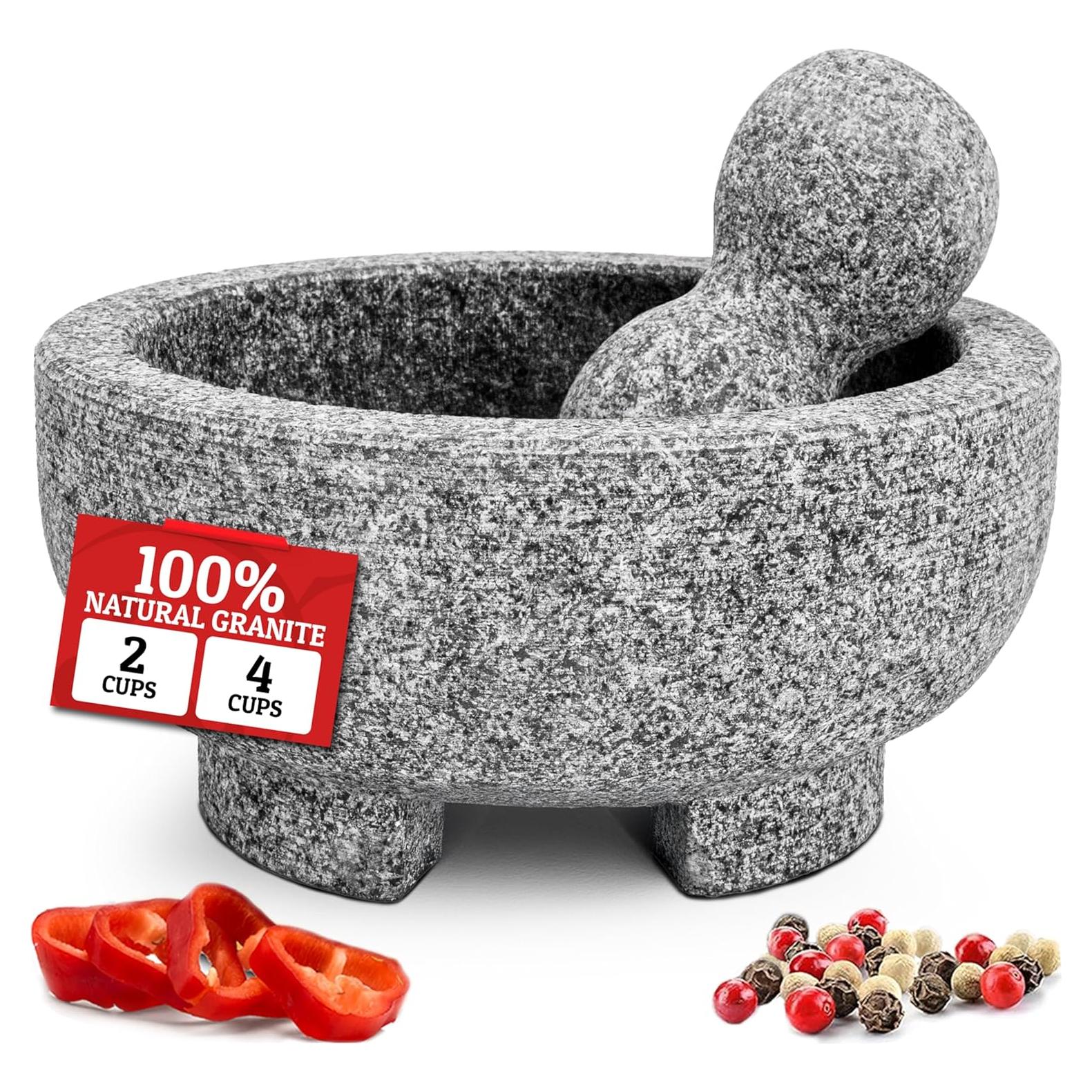 Juego de Mortero y Mano de Piedra Granito PriorityChef 2 Tazas