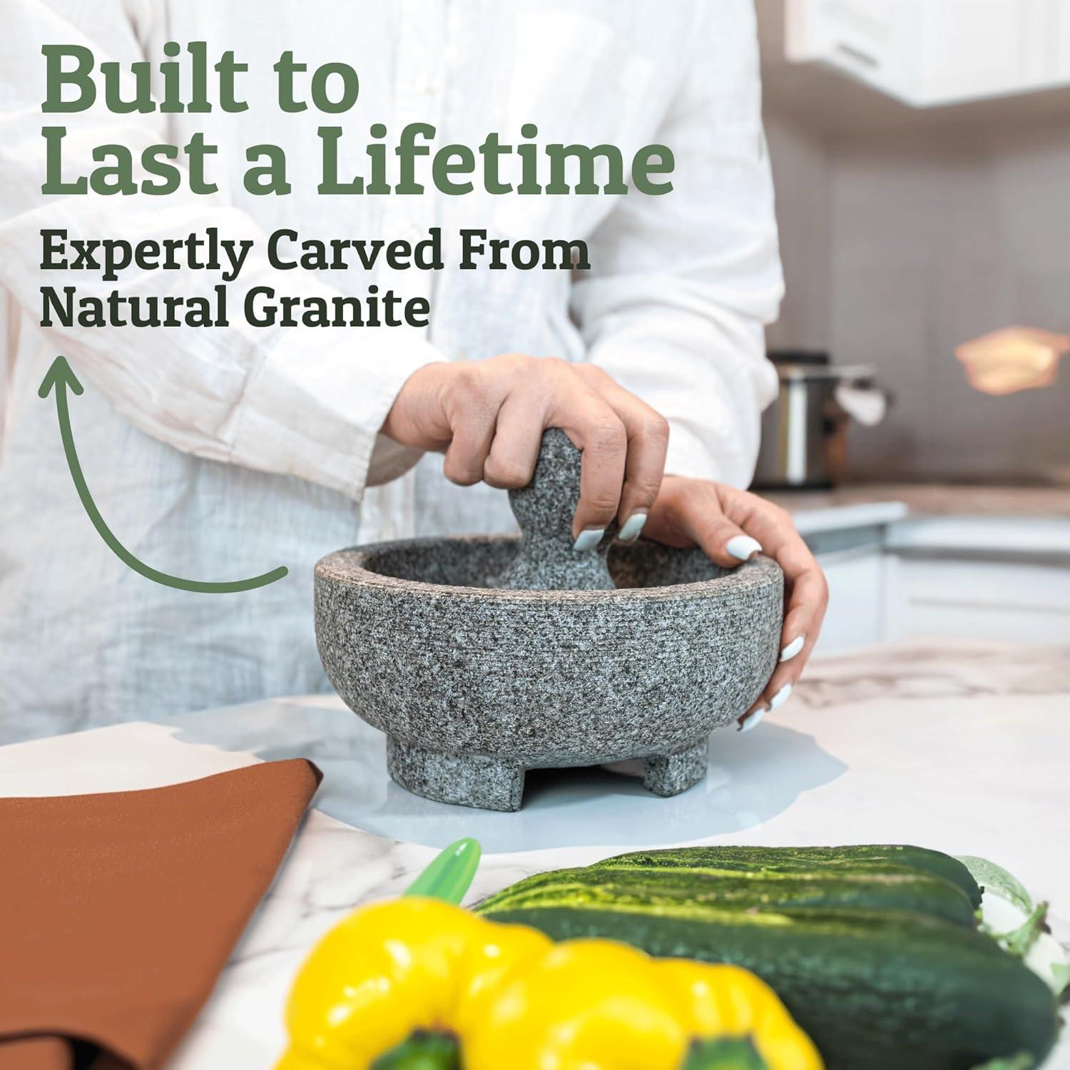 Juego de Mortero y Mano de Piedra Granito PriorityChef 2 Tazas