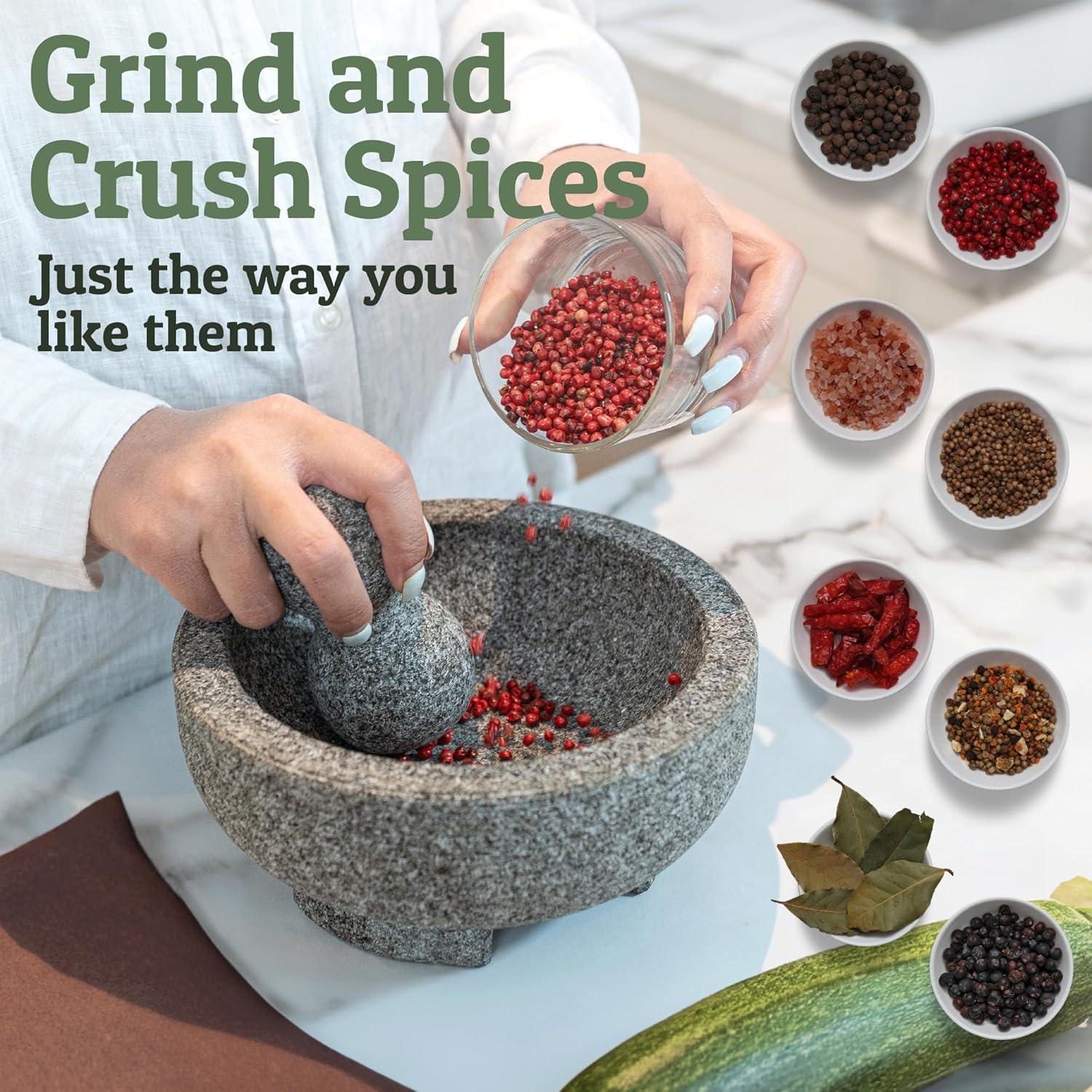 Juego de Mortero y Mano de Piedra Granito PriorityChef 2 Tazas