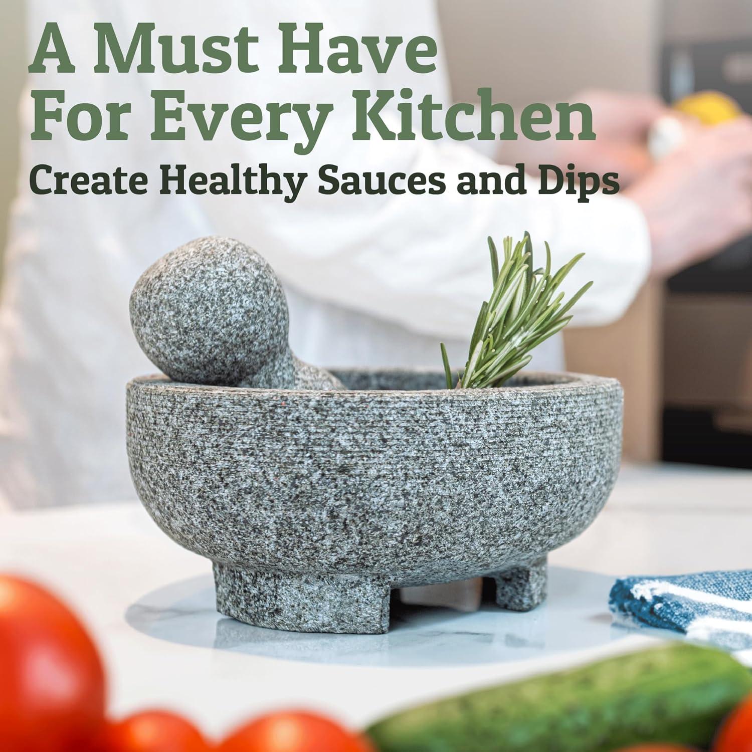 Juego de Mortero y Mano de Piedra Granito PriorityChef 2 Tazas