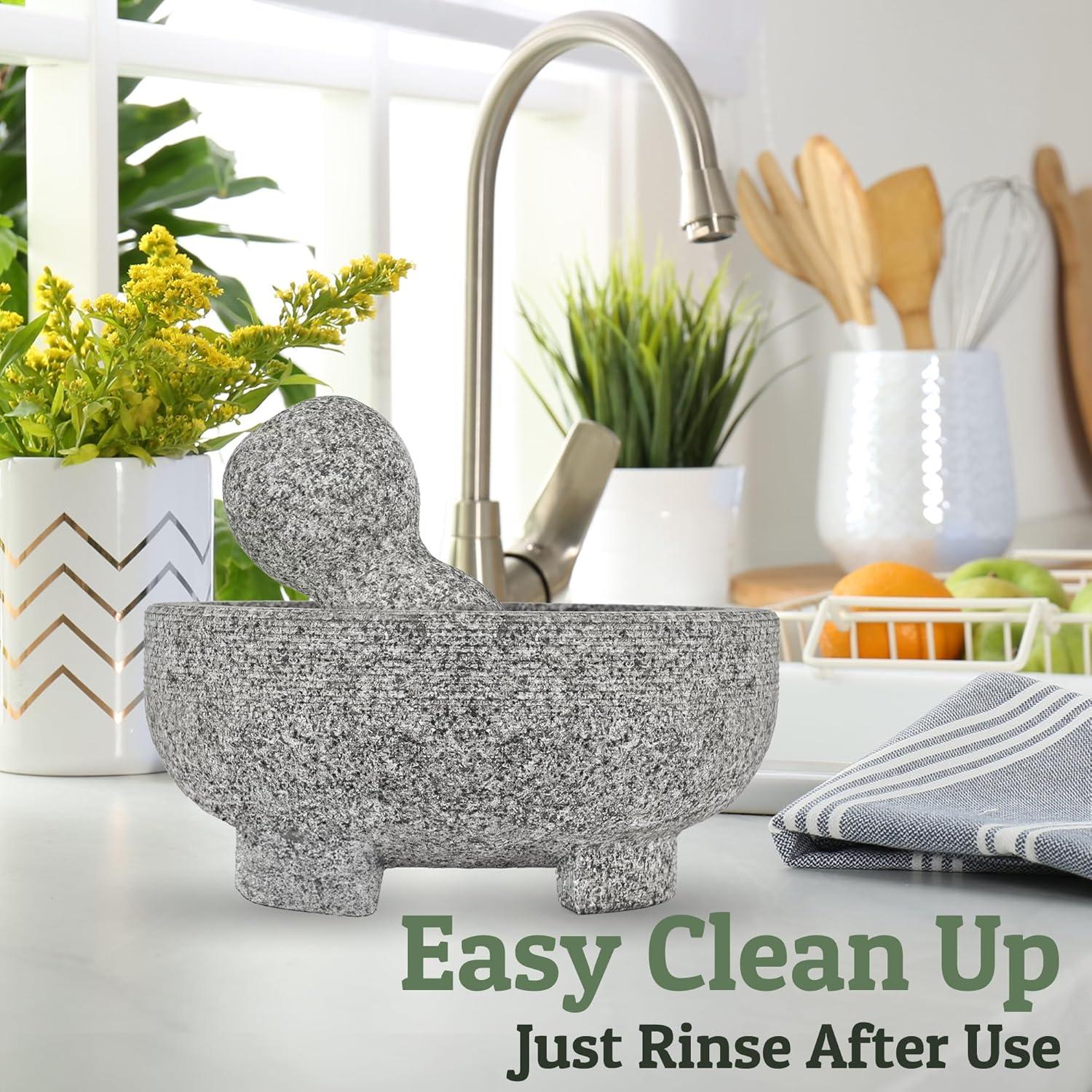 Juego de Mortero y Mano de Piedra Granito PriorityChef 2 Tazas