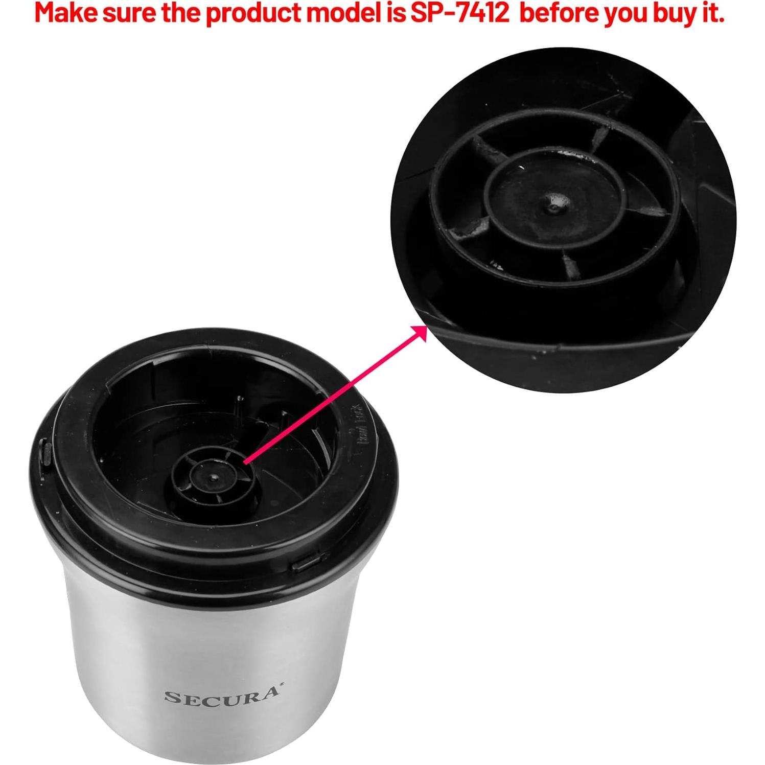 Repuestos Secura para Molinillo de Café SP-7412 - 2 Tazones Acero Inoxidable