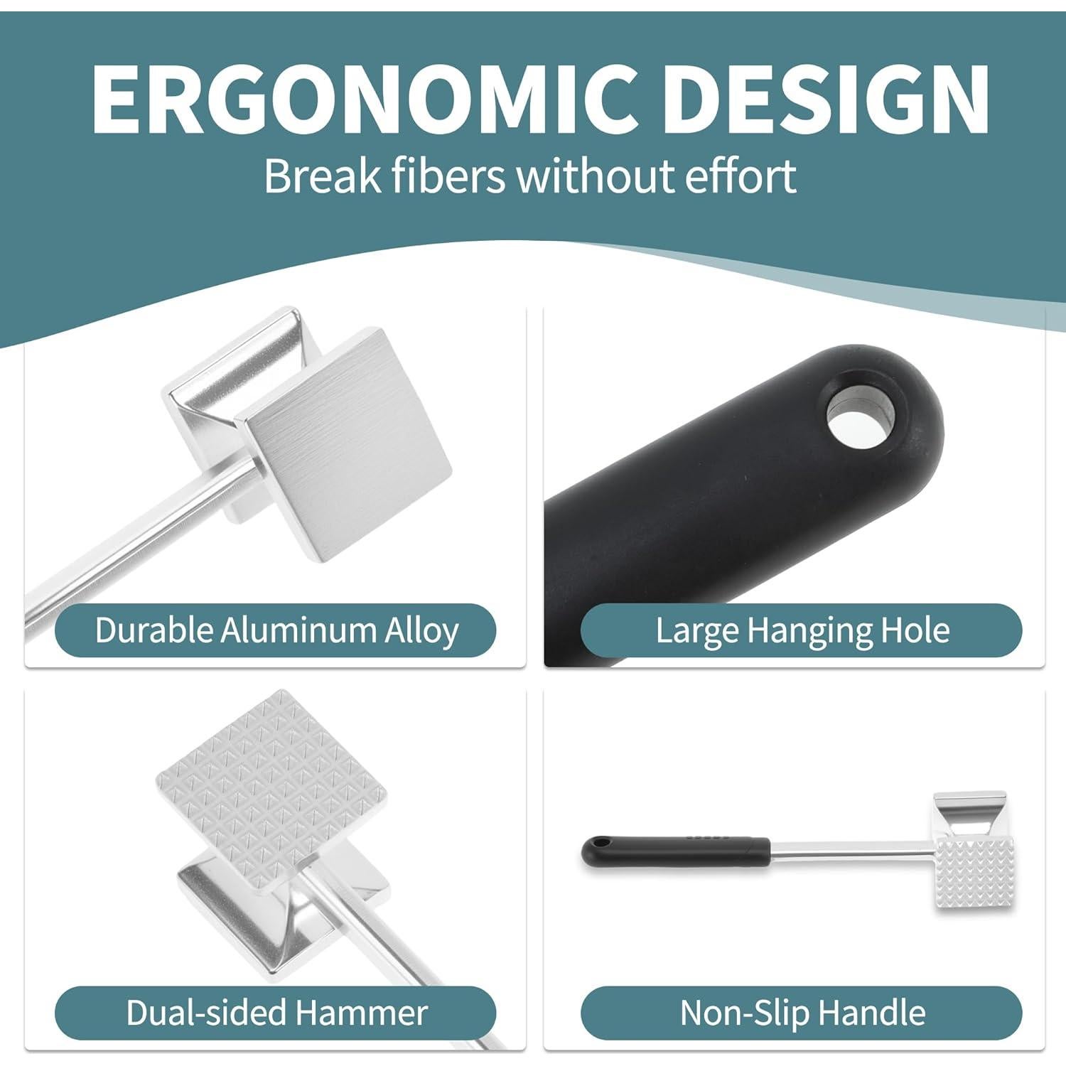 Mazo Ablandador de Carne VOCOSTE de Aluminio Doble Cara 26.5cm