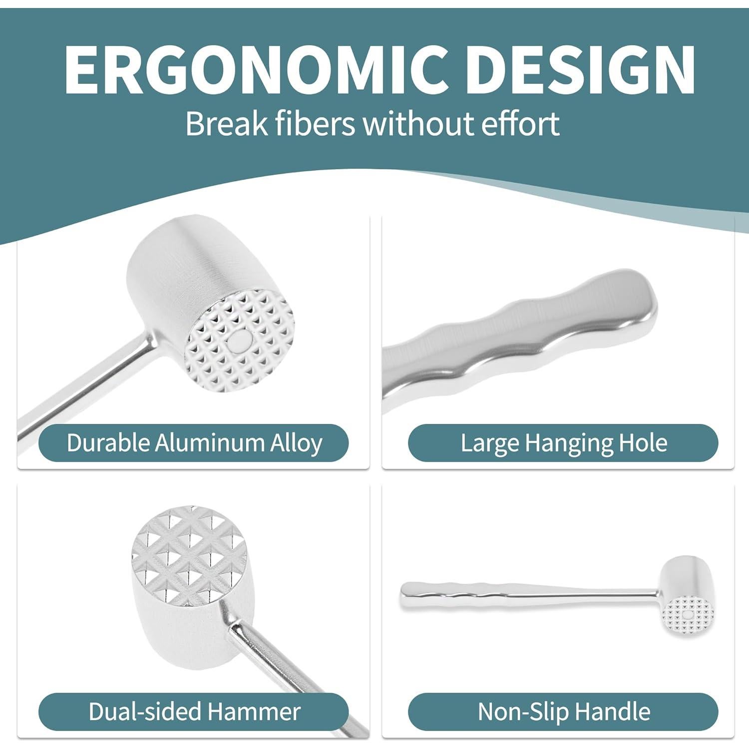 Mazo Ablandador de Carne VOCOSTE de Aluminio Doble Cara 20.5cm