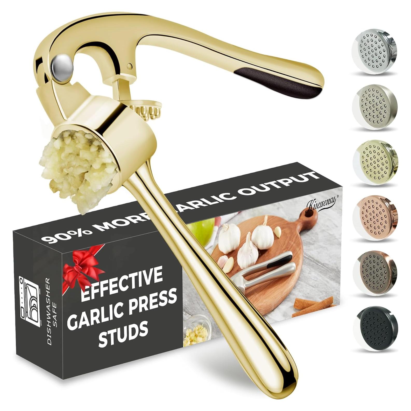 Prensa de Ajo KITESSENSU de Acero Inoxidable Dorada