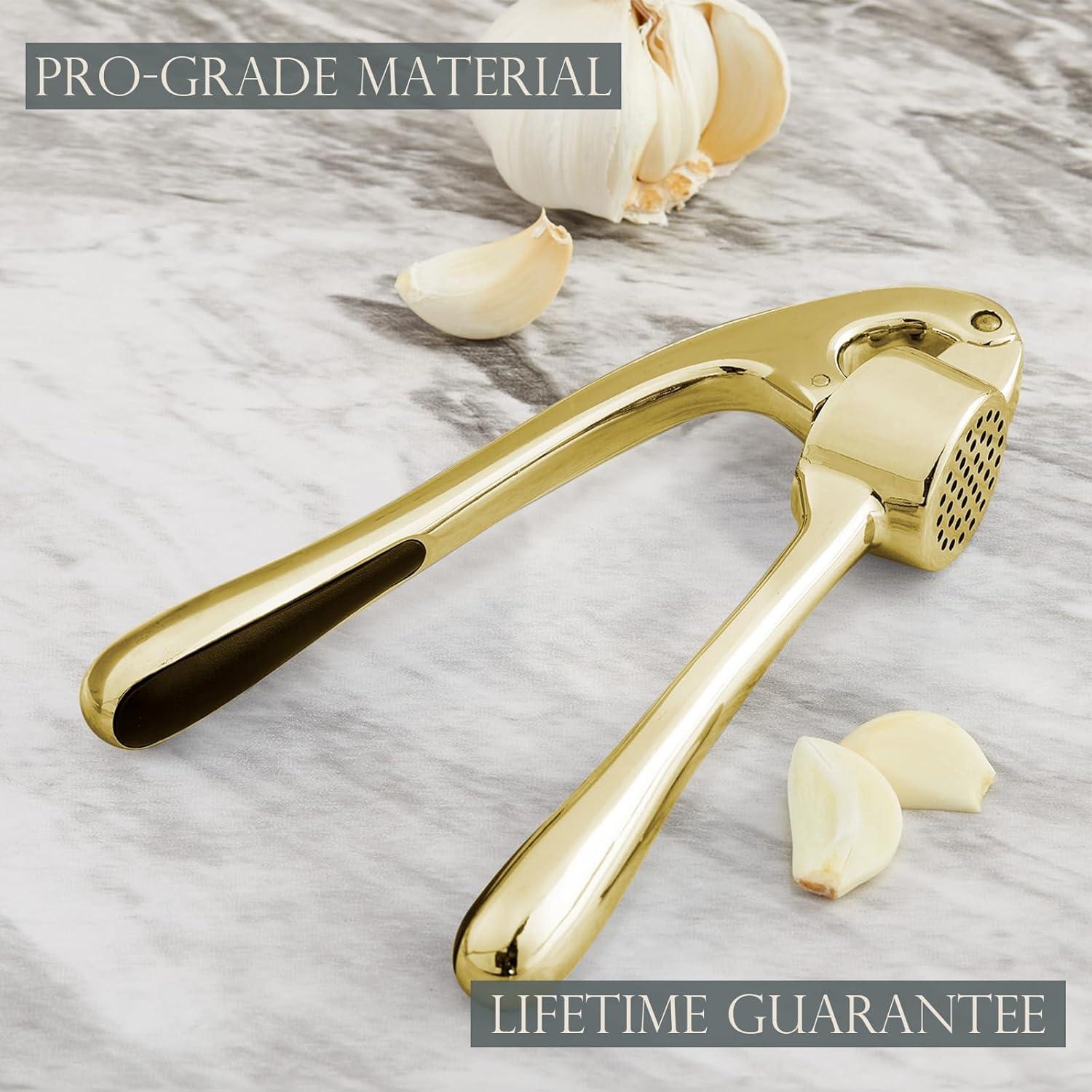 Prensa de Ajo KITESSENSU de Acero Inoxidable Dorada