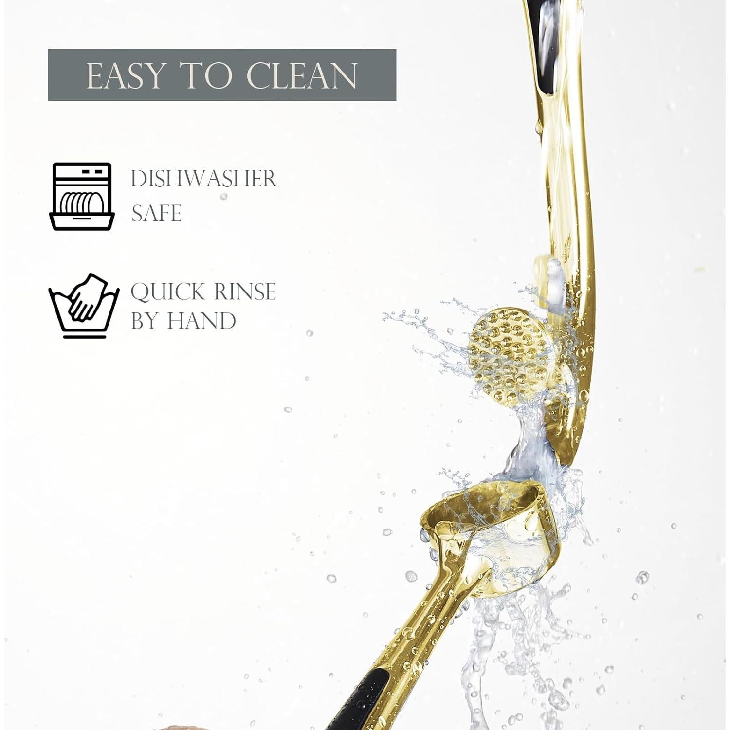 Prensa de Ajo KITESSENSU de Acero Inoxidable Dorada