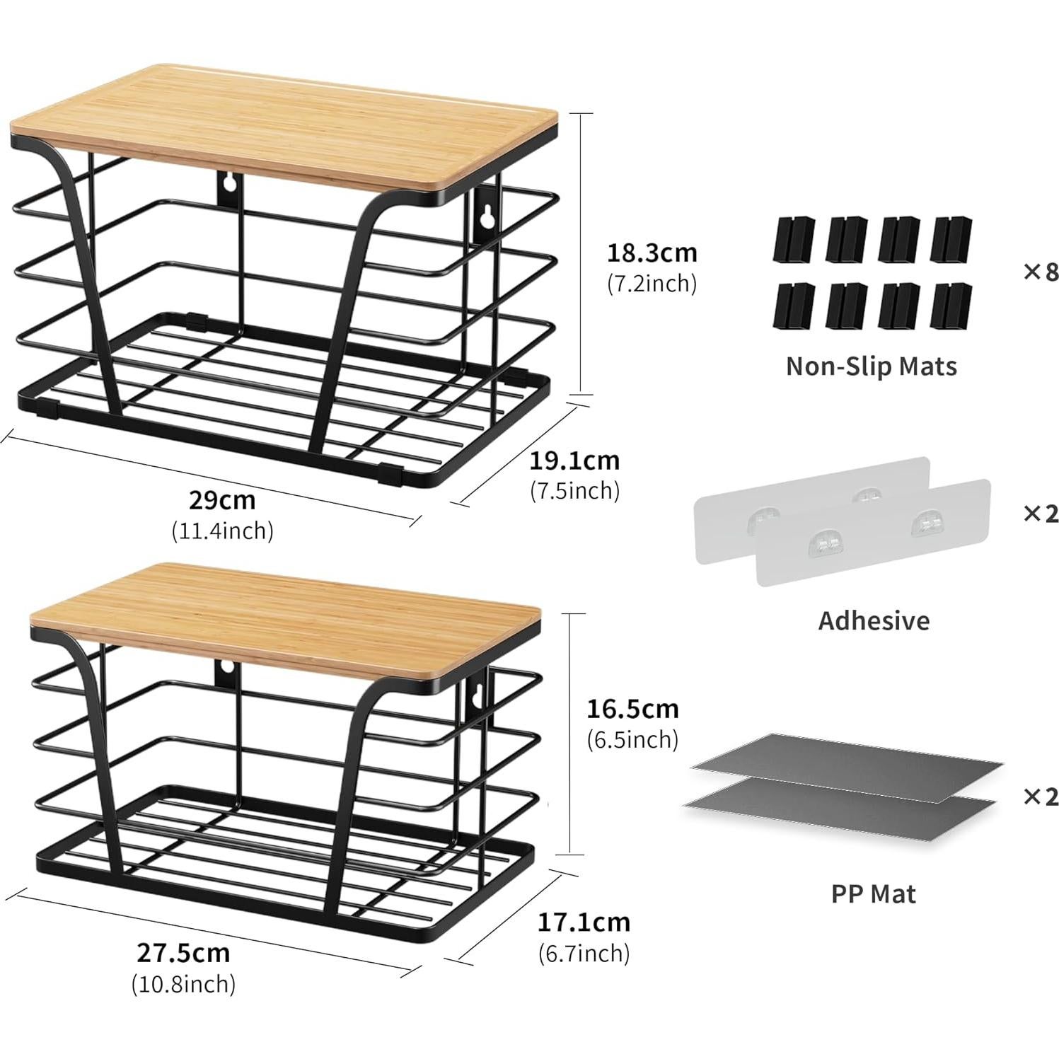 Organizadores de Cocina TIDIIABODE - 2 Contenedores Apilables Negros