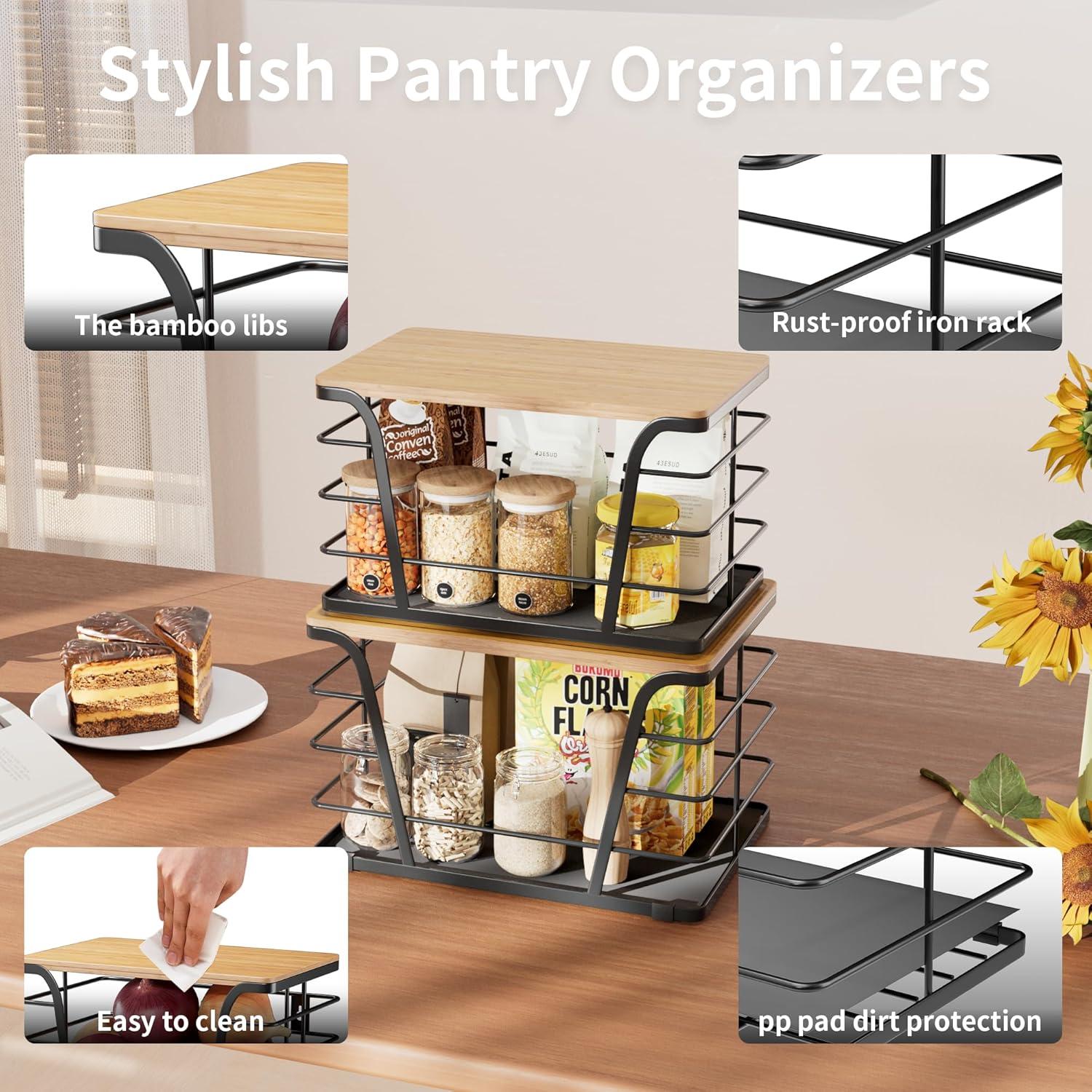 Organizadores de Cocina TIDIIABODE - 2 Contenedores Apilables Negros