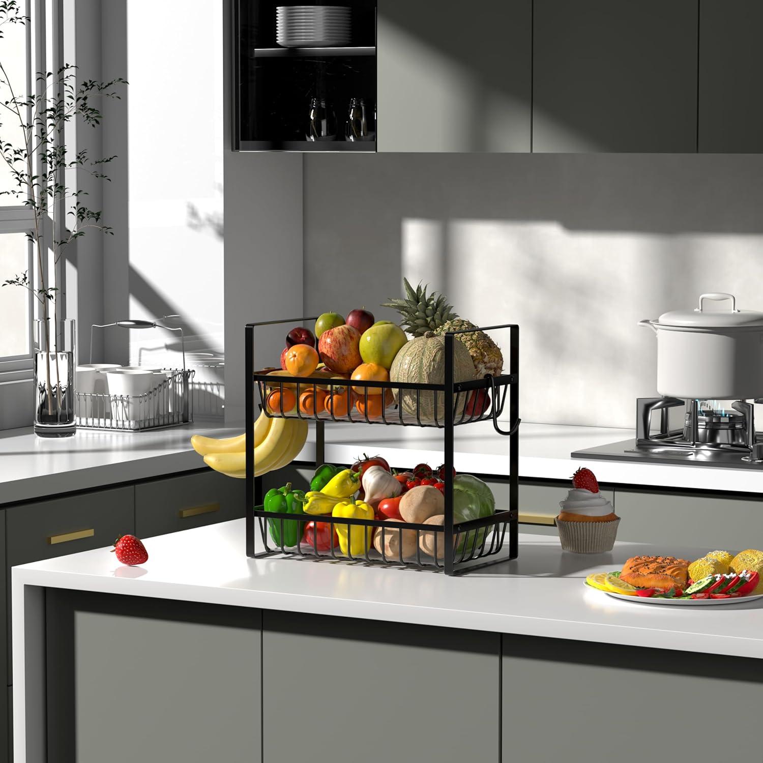 Cesta de Frutas 2 Niveles Webtrylics - Organizador de Cocina