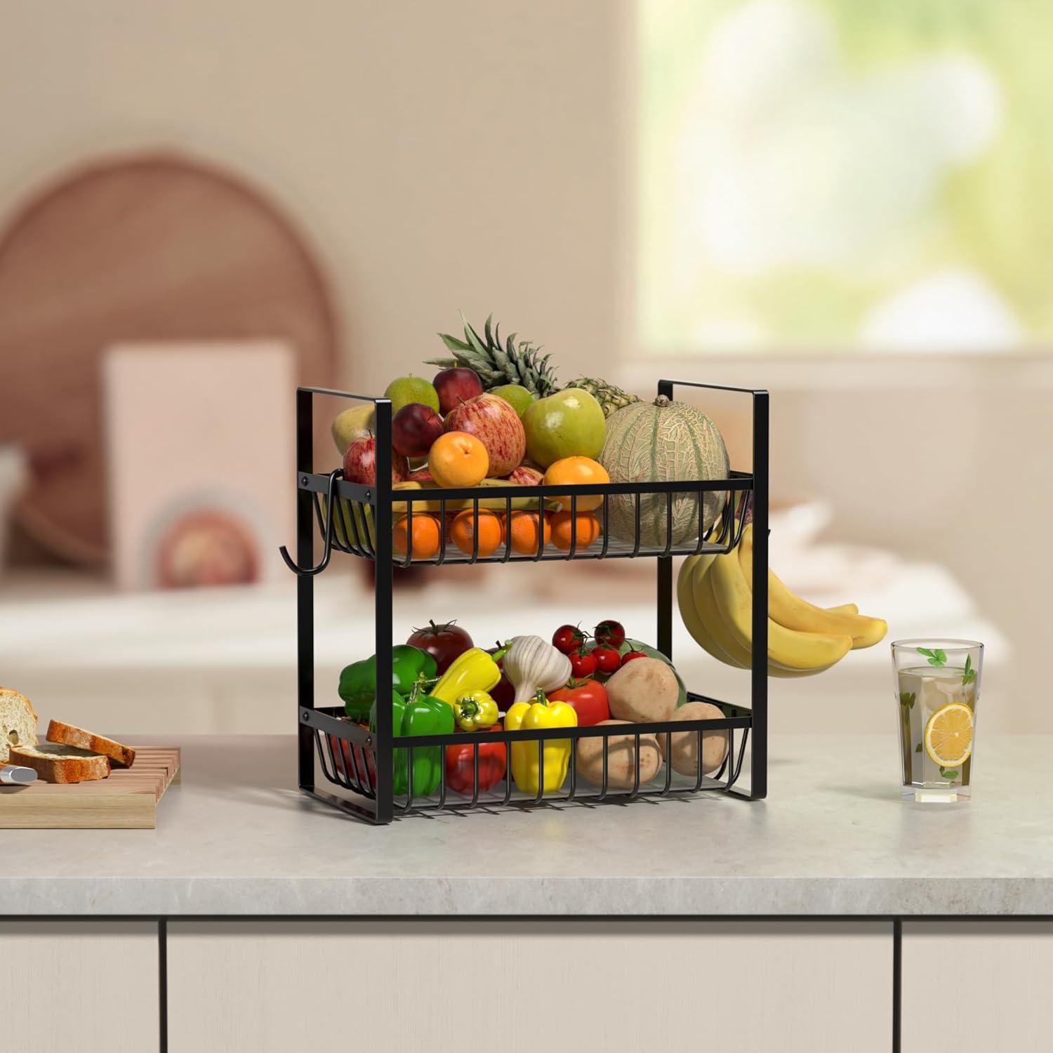 Cesta de Frutas 2 Niveles Webtrylics - Organizador de Cocina