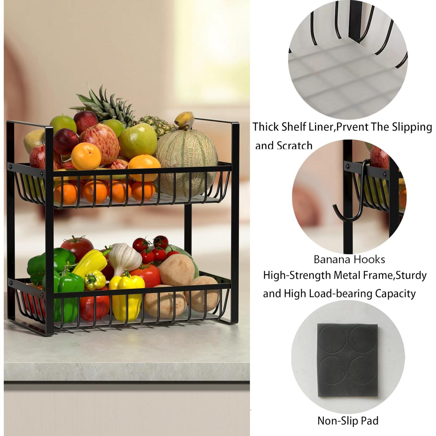 Cesta de Frutas 2 Niveles Webtrylics - Organizador de Cocina