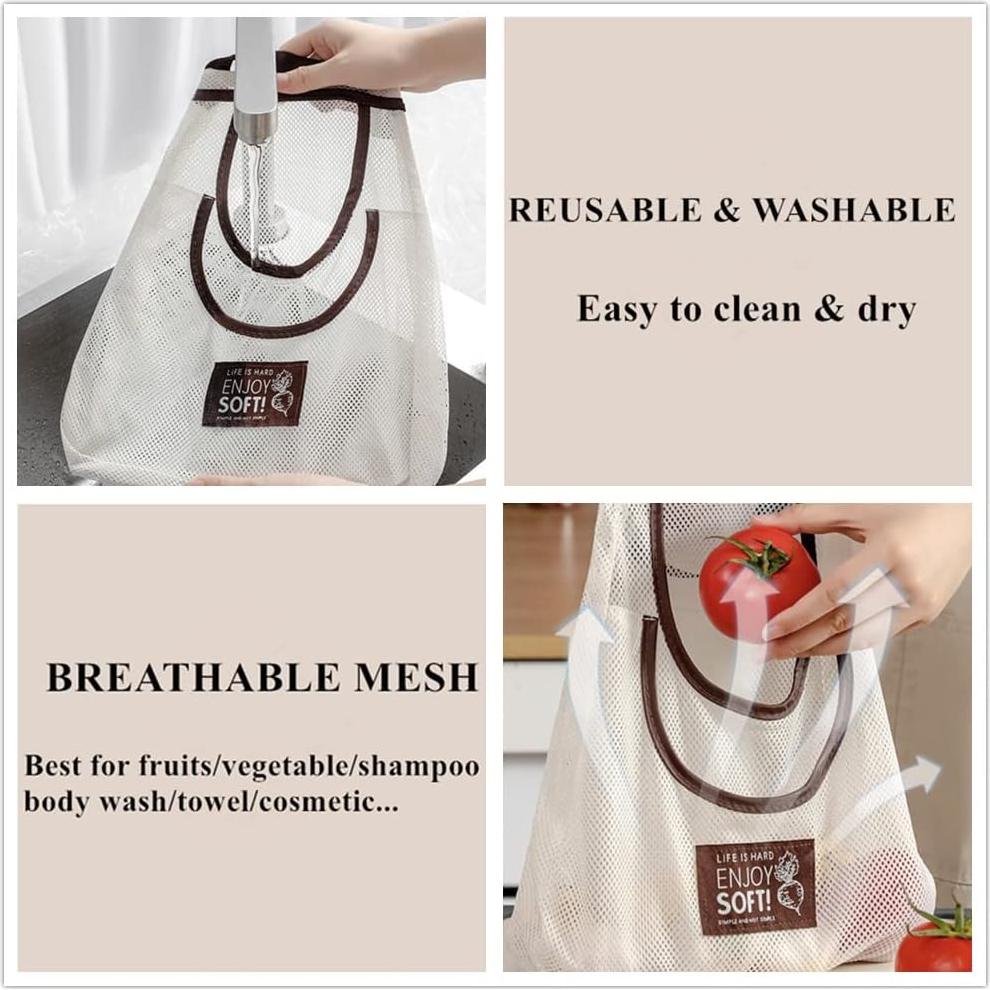 3 Bolsas de Malla Reutilizables Didcant - Almacenamiento Colgante
