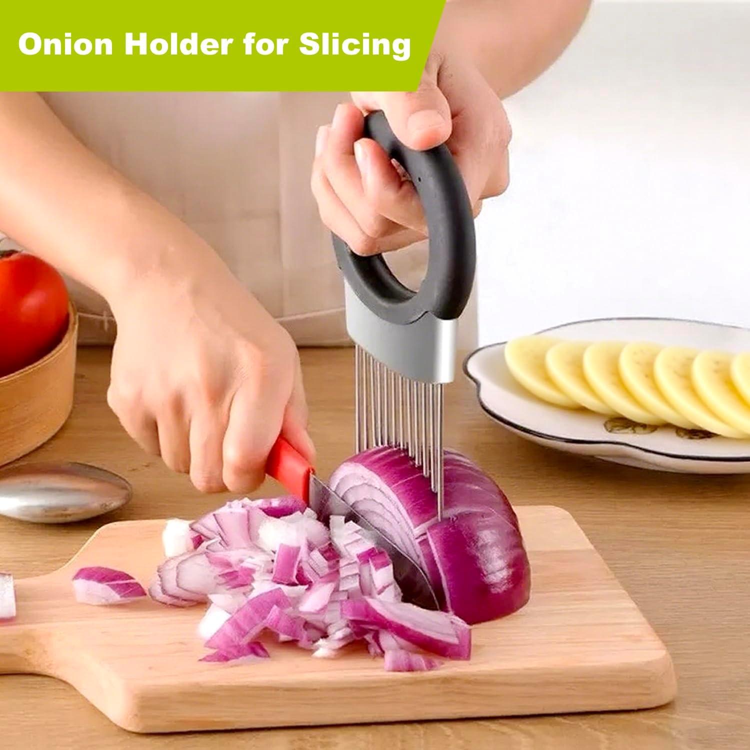 Soporte Cortador de Cebolla Deeriz con Agujas de Acero Inoxidable