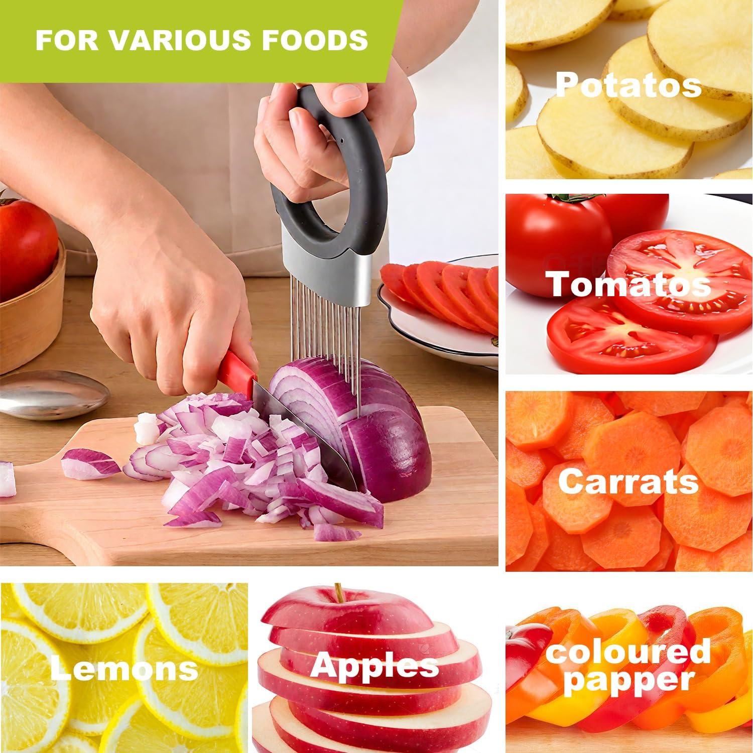 Soporte Cortador de Cebolla Deeriz con Agujas de Acero Inoxidable