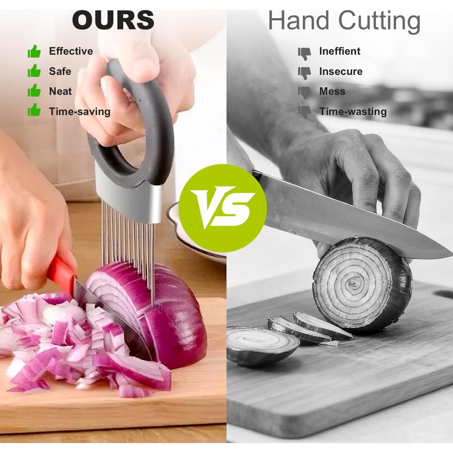 Soporte Cortador de Cebolla Deeriz con Agujas de Acero Inoxidable