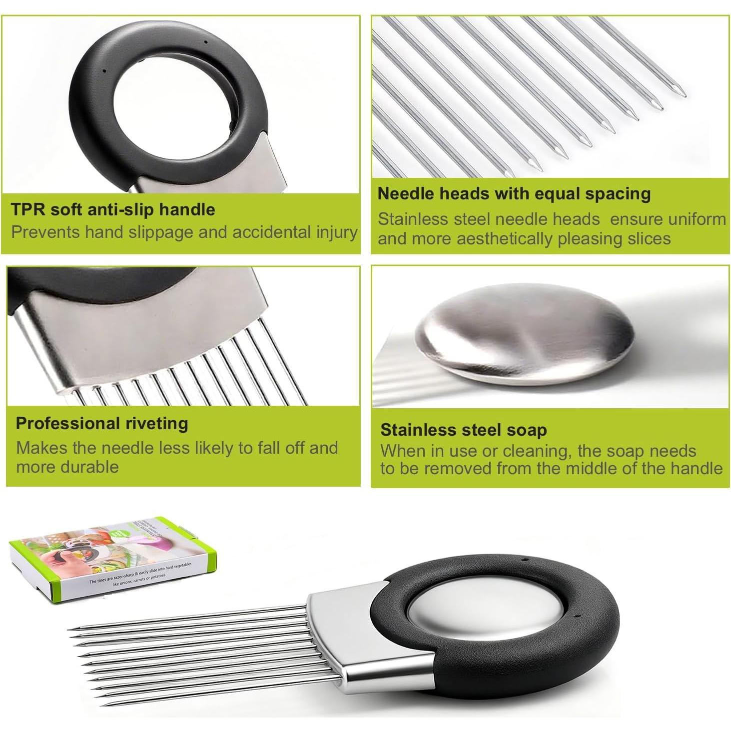 Soporte Cortador de Cebolla Deeriz con Agujas de Acero Inoxidable