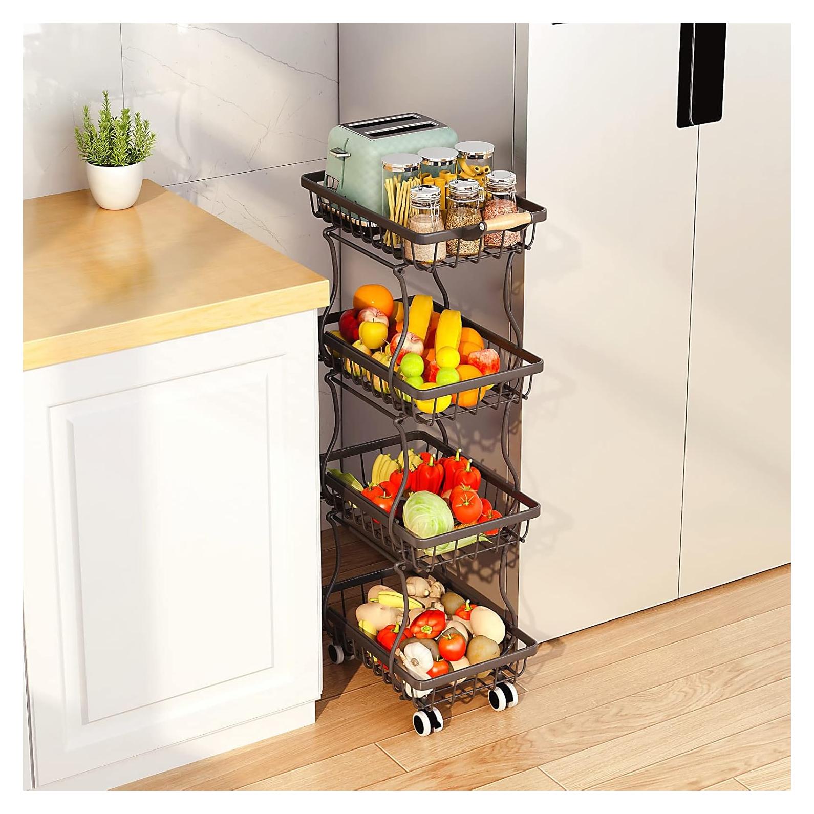 Cesta de Almacenamiento delgada CHLORYARD 4 Niveles Metal Negro