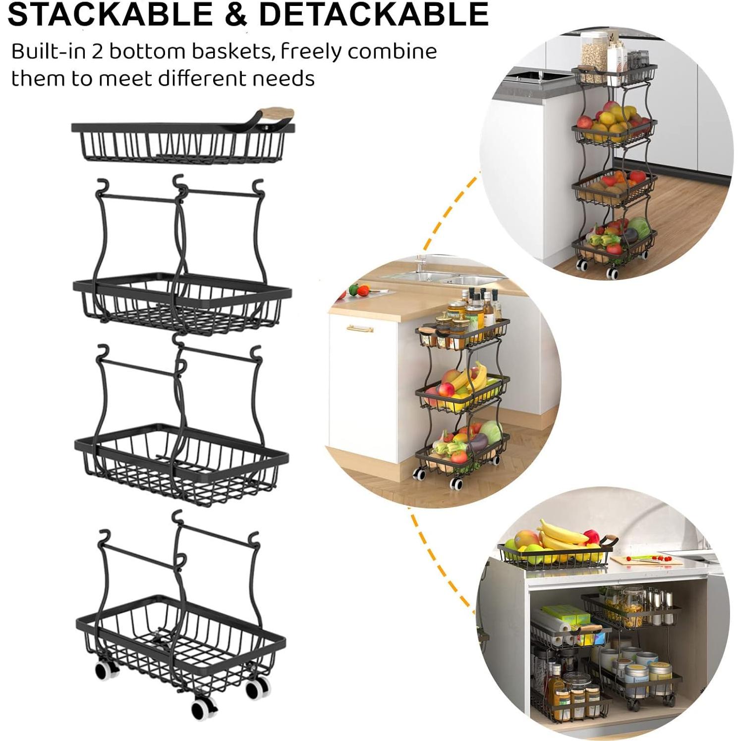 Cesta de Almacenamiento delgada CHLORYARD 4 Niveles Metal Negro