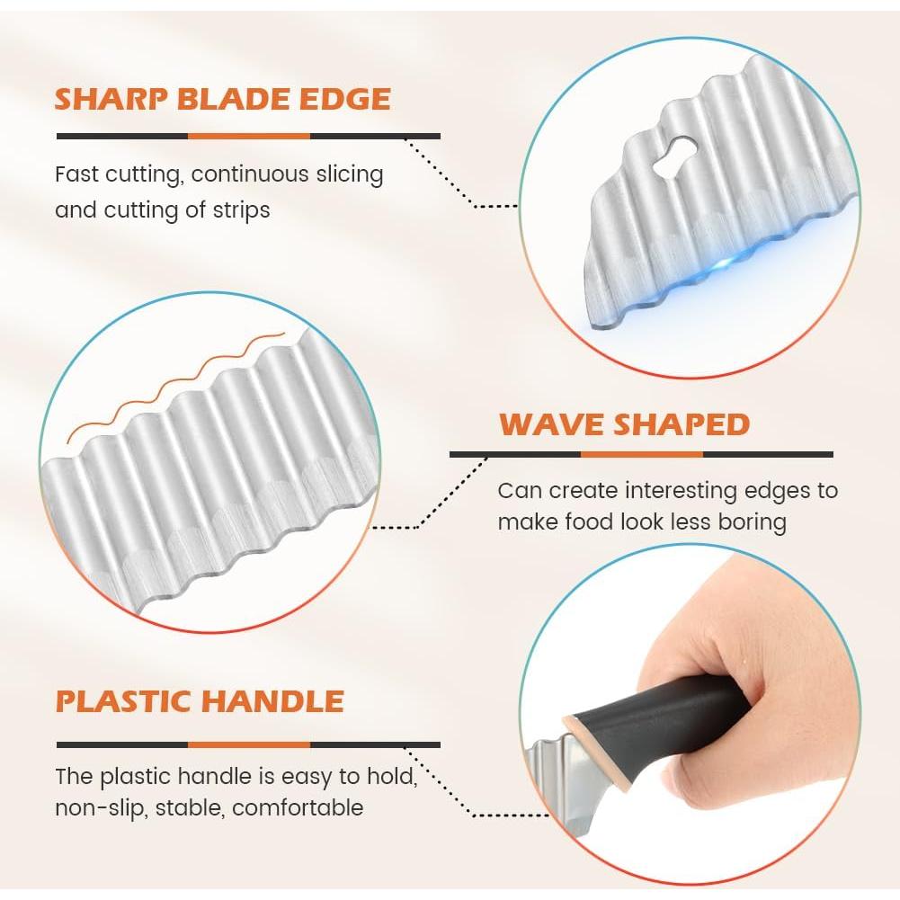 Cortador de Papas Rizado QKDS con Soporte para Cebolla Negro