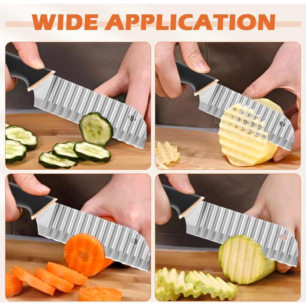 Cortador de Papas Rizado QKDS con Soporte para Cebolla Negro