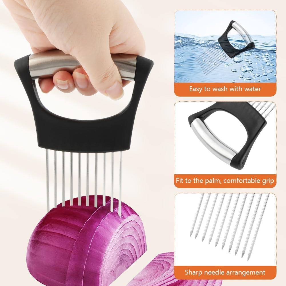 Cortador de Papas Rizado QKDS con Soporte para Cebolla Negro