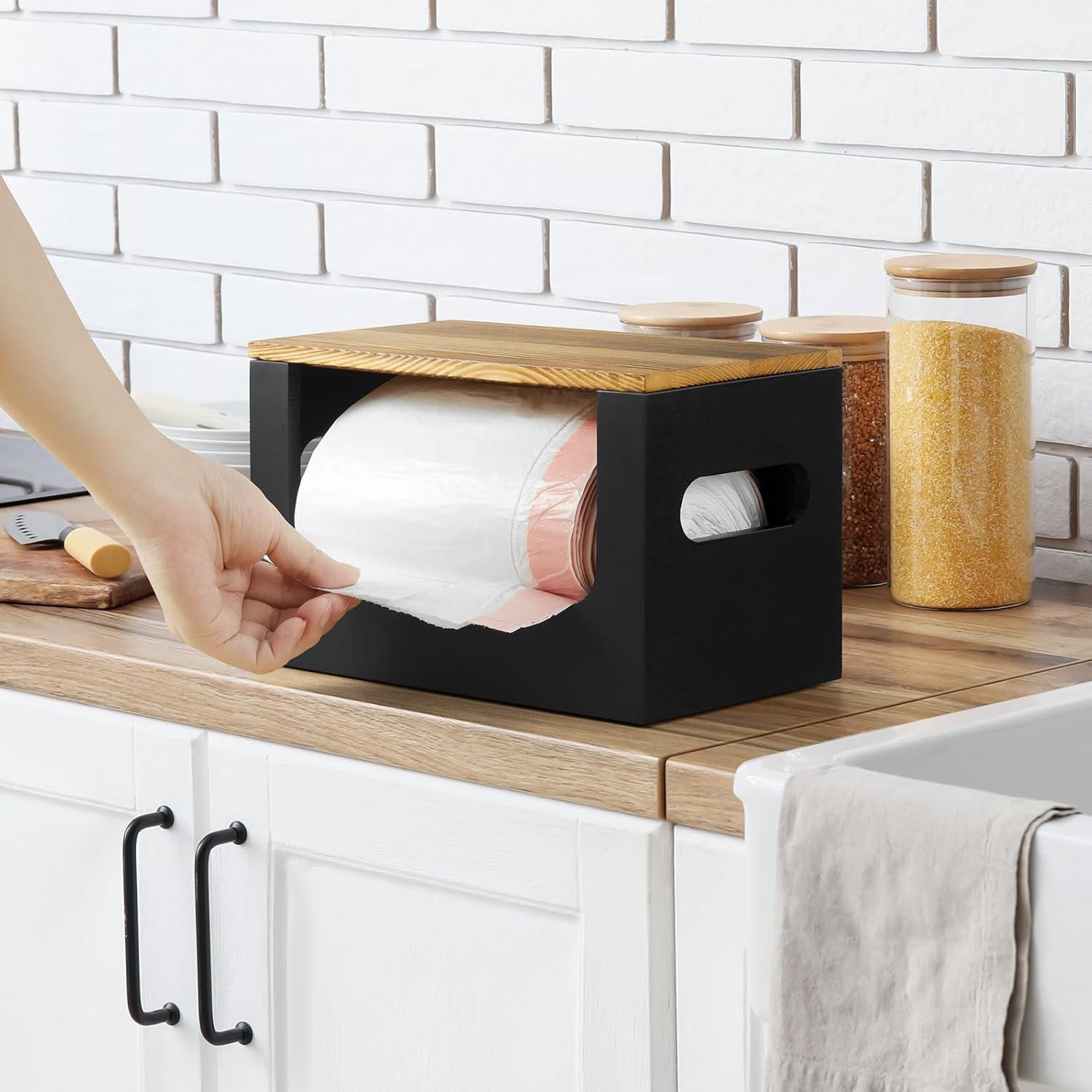 Dispensador de Bolsas de Basura de Madera YCXNBHH - Organizador Moderno