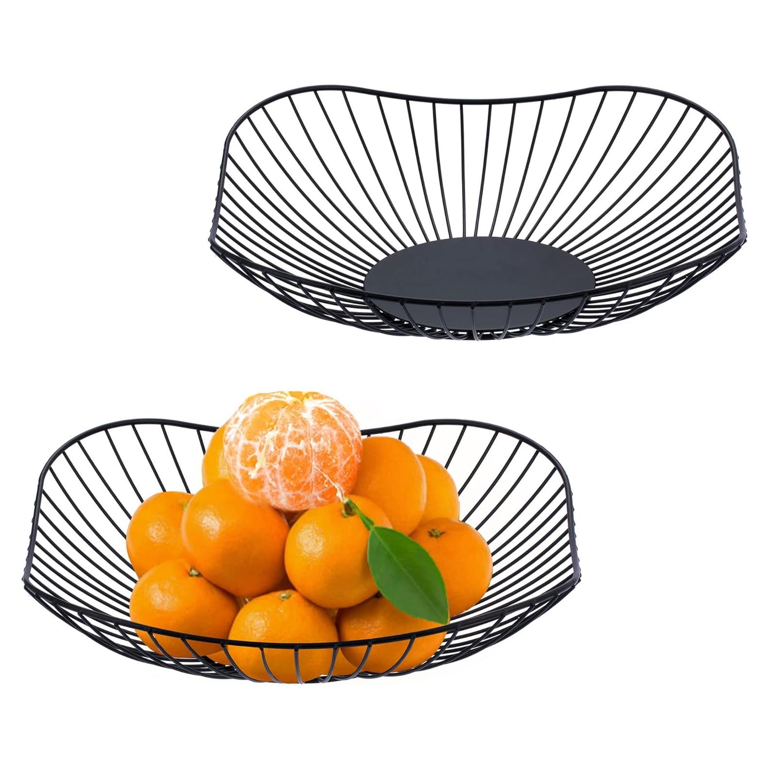 Cesta de Frutas de Alambre IBWell Negra 31x31 cm - 2 Piezas