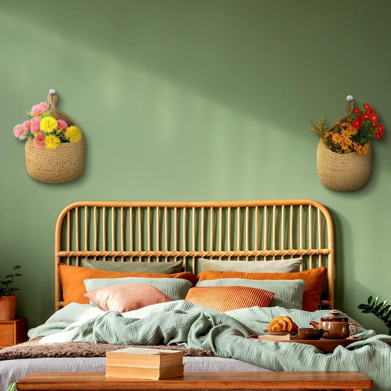 Cestas Colgantes de Yute Xuhal 4 Pcs para Cocina 35x29 cm