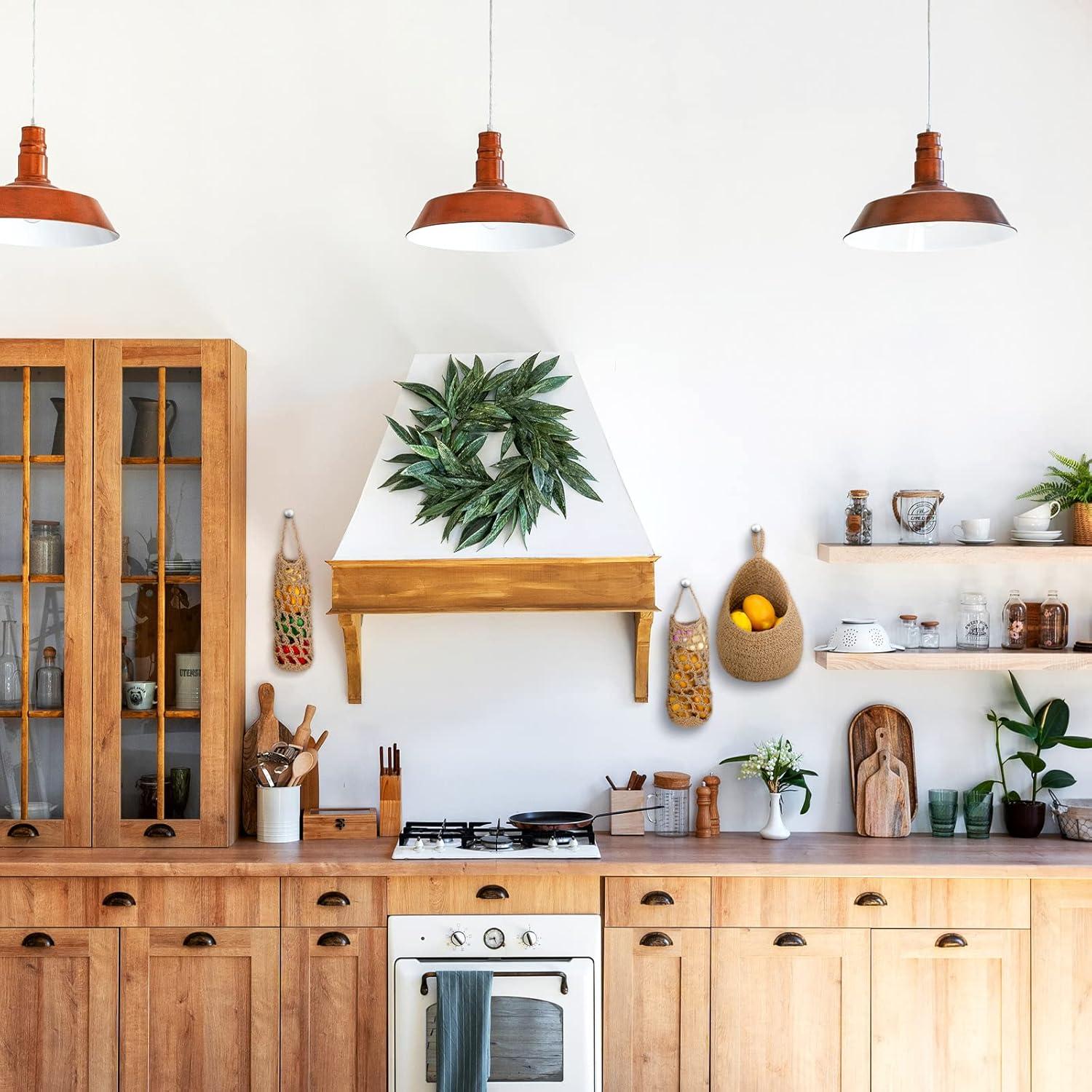 Cestas Colgantes de Yute Xuhal 4 Pcs para Cocina 35x29 cm