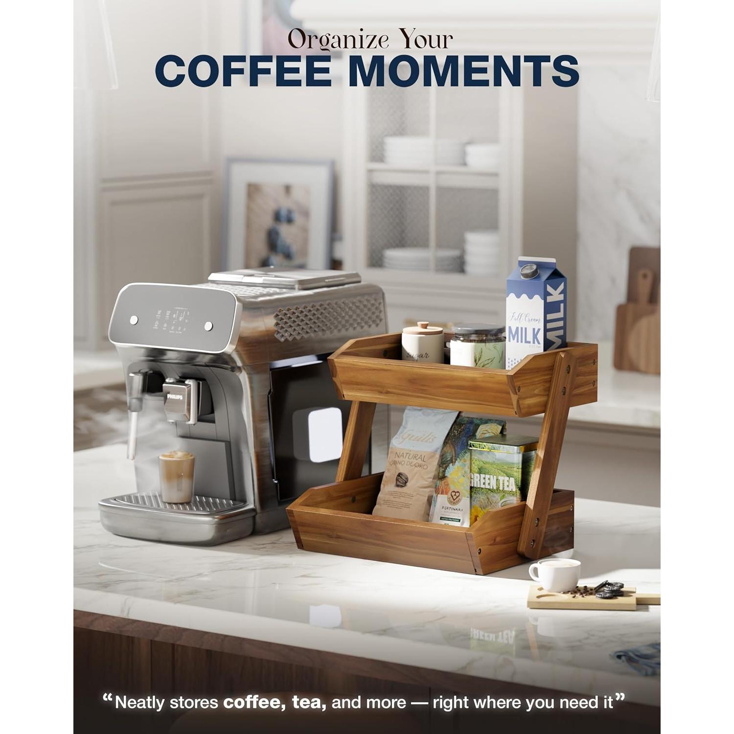 Cesta de Frutas NAGAWOOD 2 Niveles Acacia Natural 26.67 cm