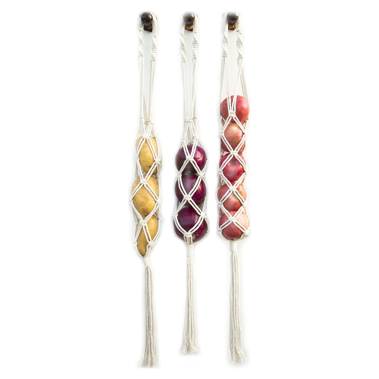 Cesta de Frutas Colgante Decocove - Juego de 3 - Boho Marfil