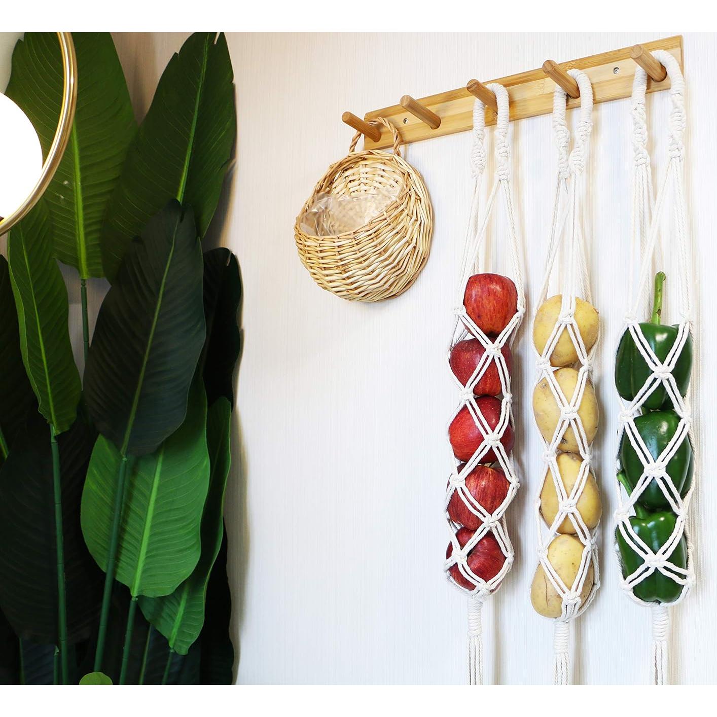 Cesta de Frutas Colgante Decocove - Juego de 3 - Boho Marfil