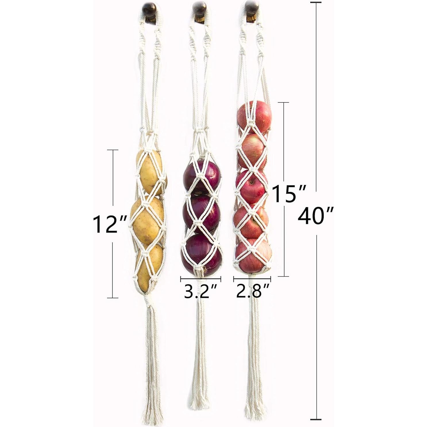 Cesta de Frutas Colgante Decocove - Juego de 3 - Boho Marfil